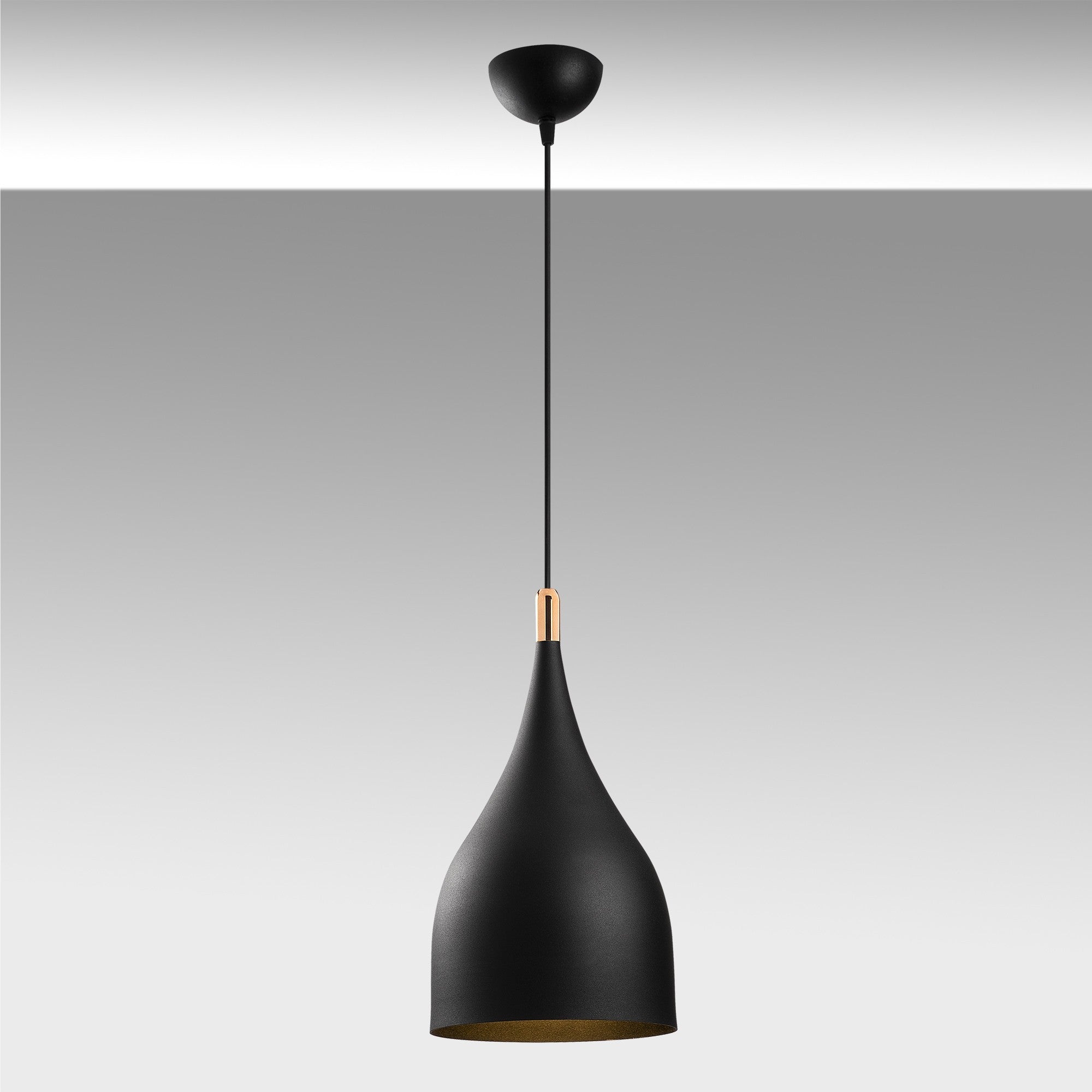 Candeeiro de Teto elegante – 25 cm de diâmetro – Preto e dourado – Metal