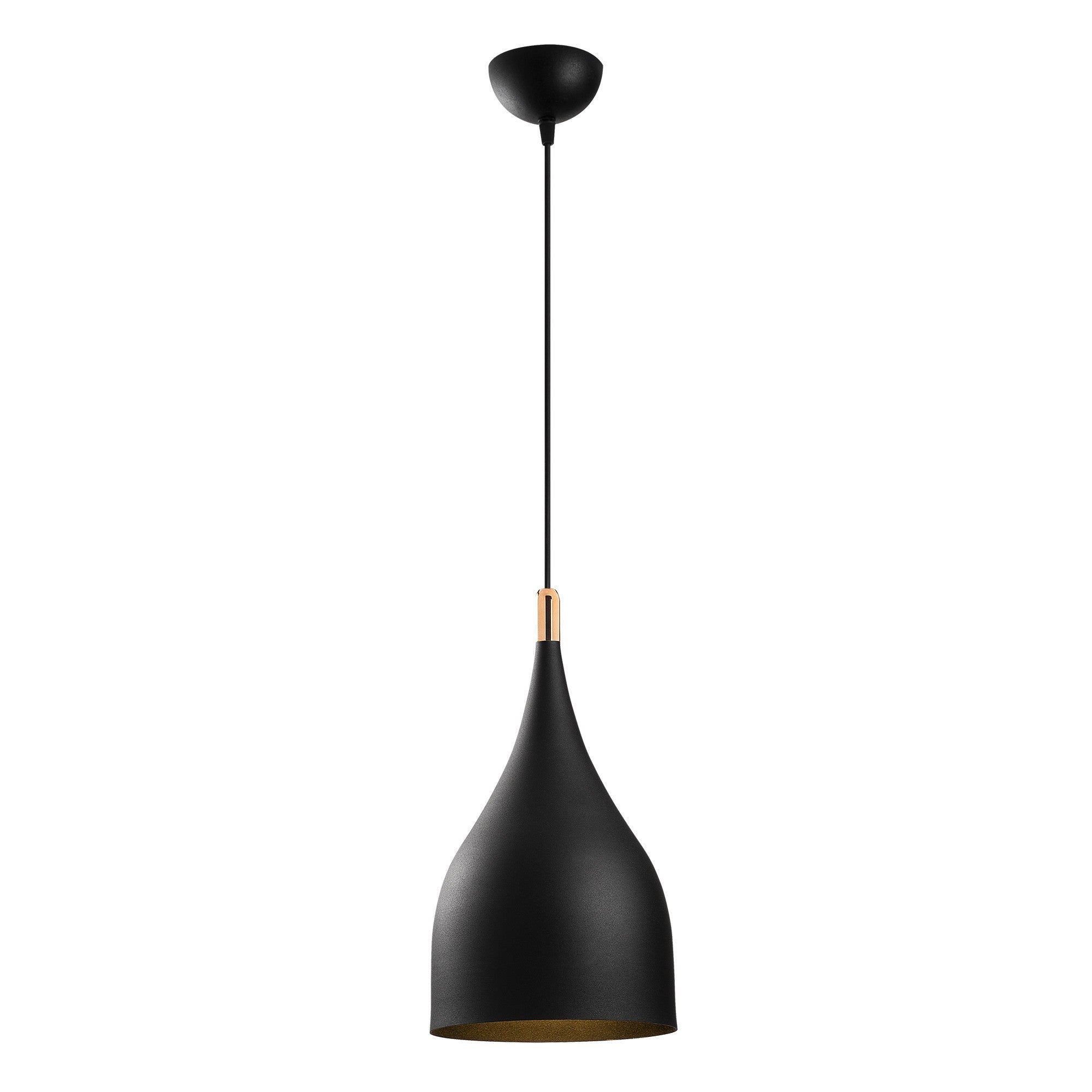 Candeeiro de Teto elegante – 25 cm de diâmetro – Preto e dourado – Metal
