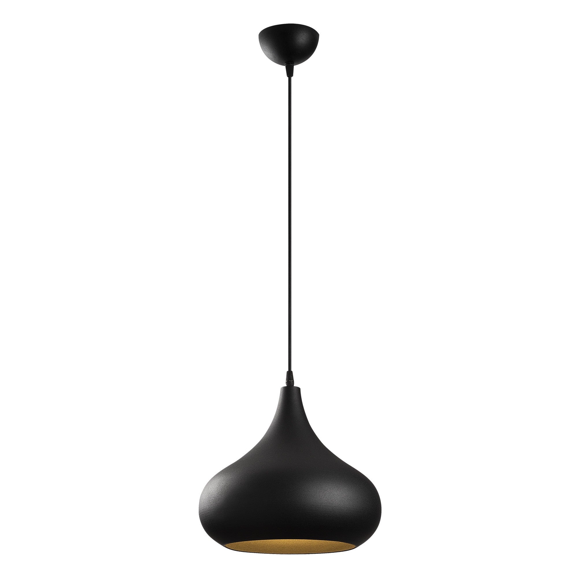 Candeeiro de Teto – 30 cm de Diâmetro – Preto e Dourado – Metal