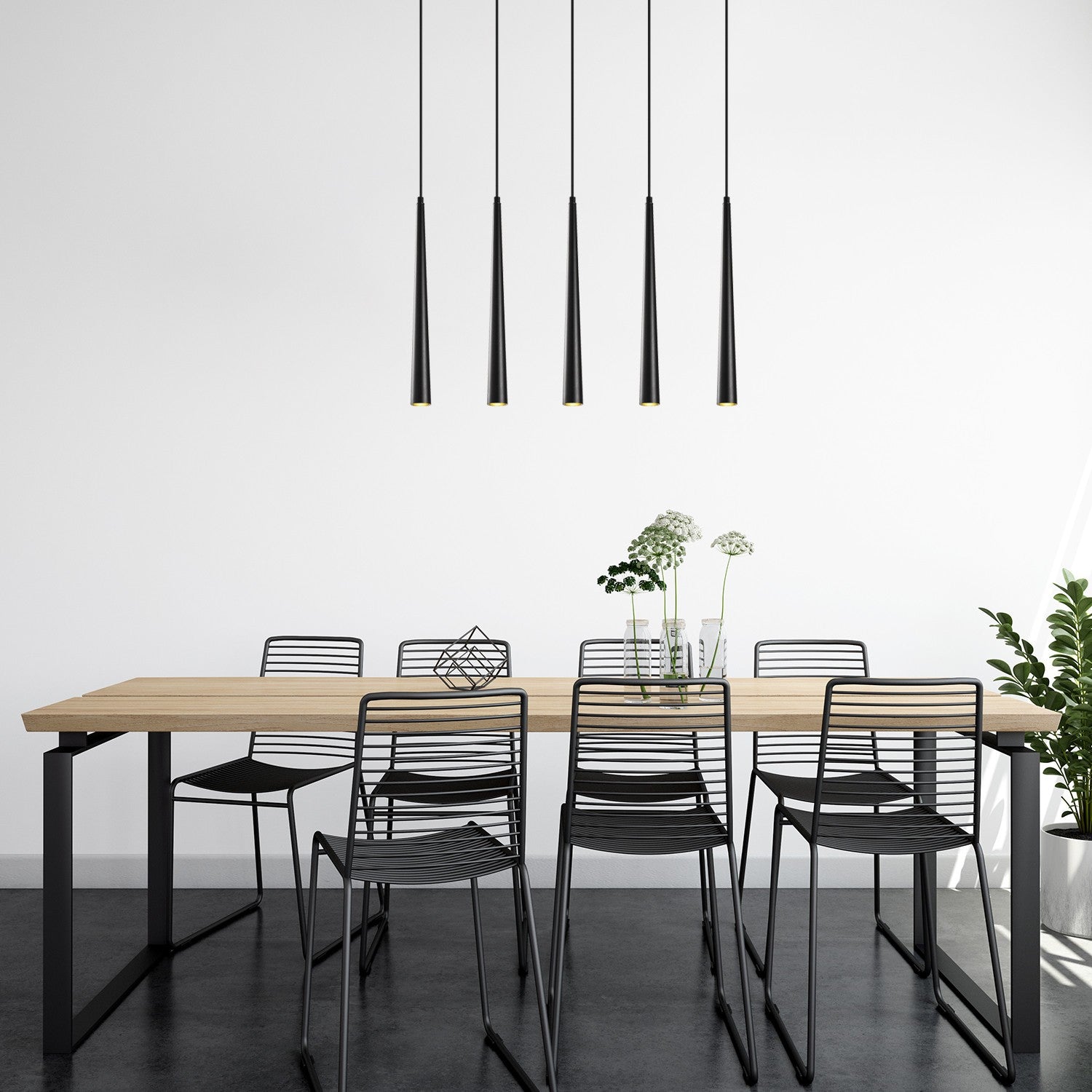 Candeeiro de Teto – 135 cm – Preto – Metal