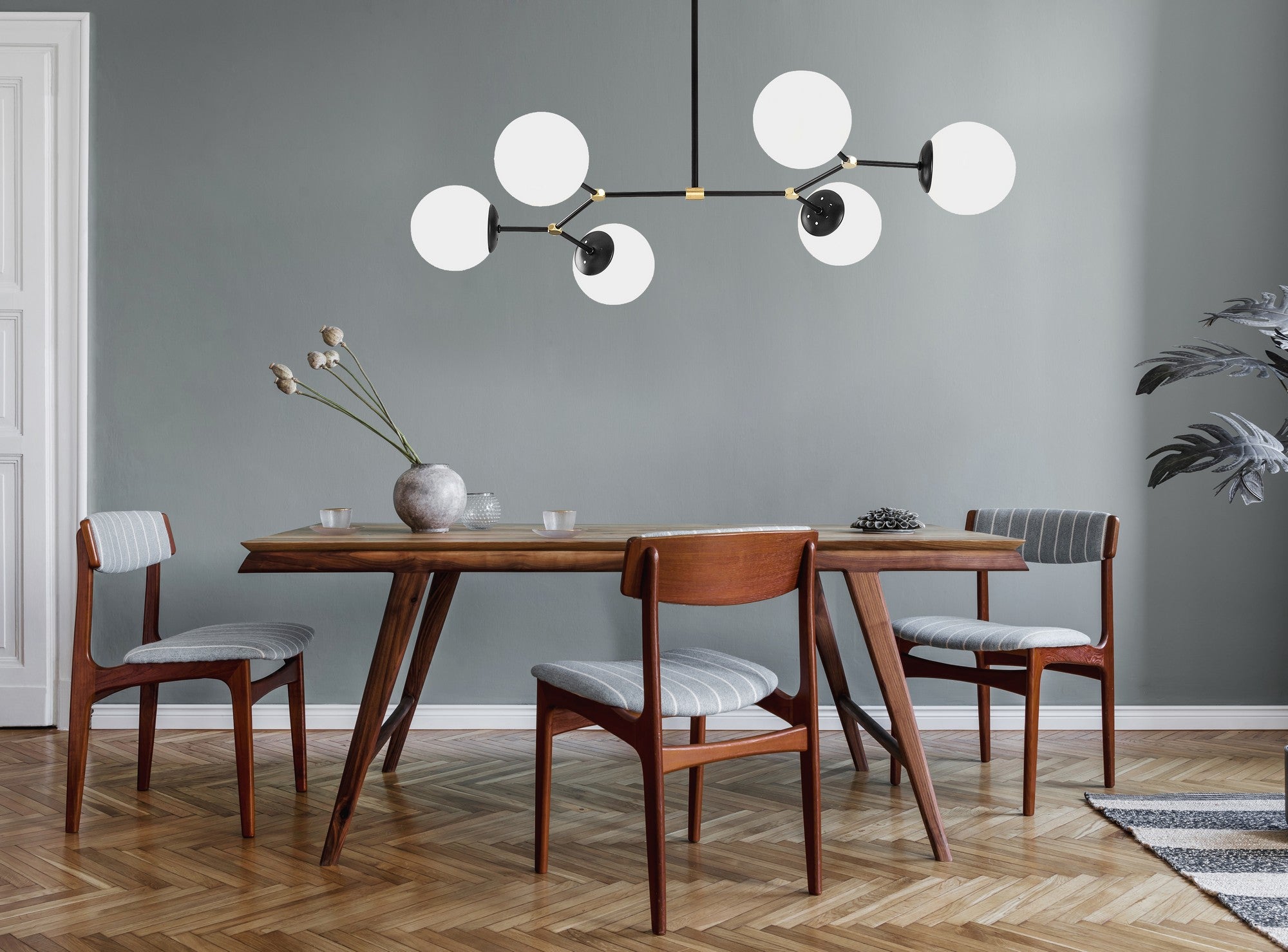 Candeeiro de Teto moderno – 100 x 58 cm – preto e branco – ferro