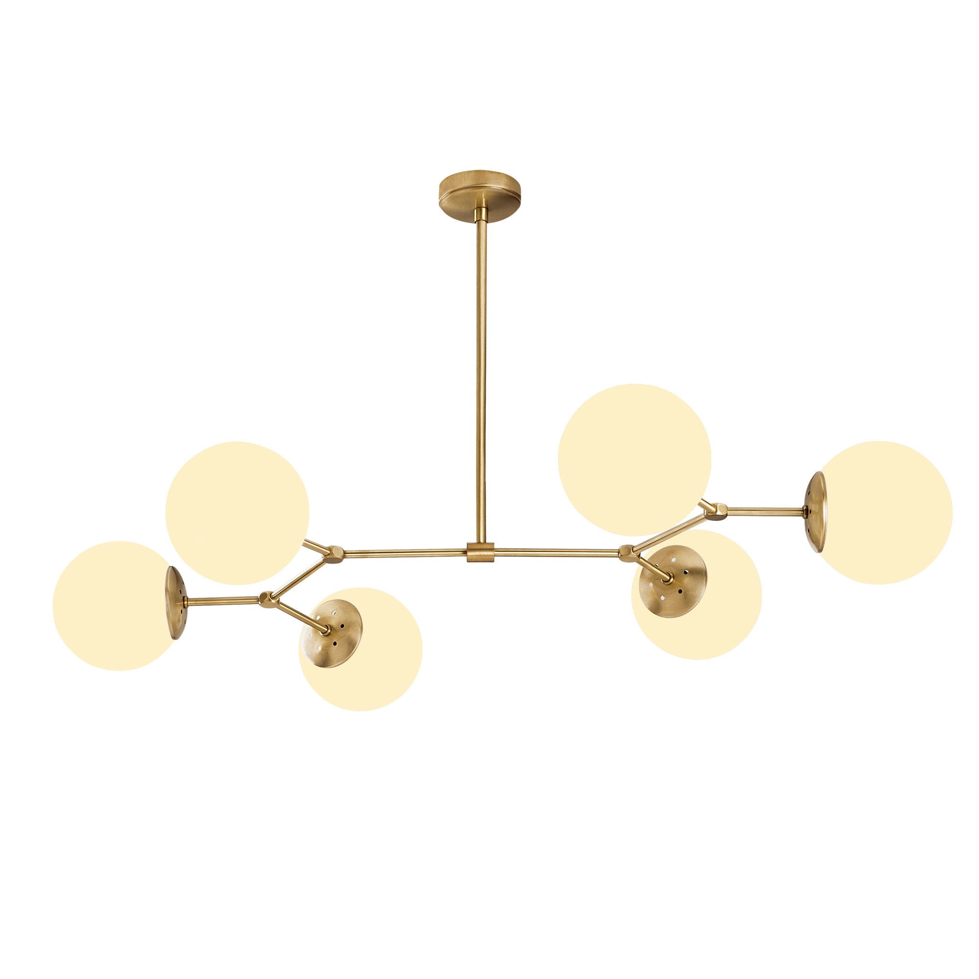 Candeeiro de Teto Escandinavo – 100 x 58 cm – Amarelo e Branco – Metal