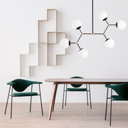 Candeeiro de Teto – 100 x 58 cm – Preto e Branco – Metal e Vidro