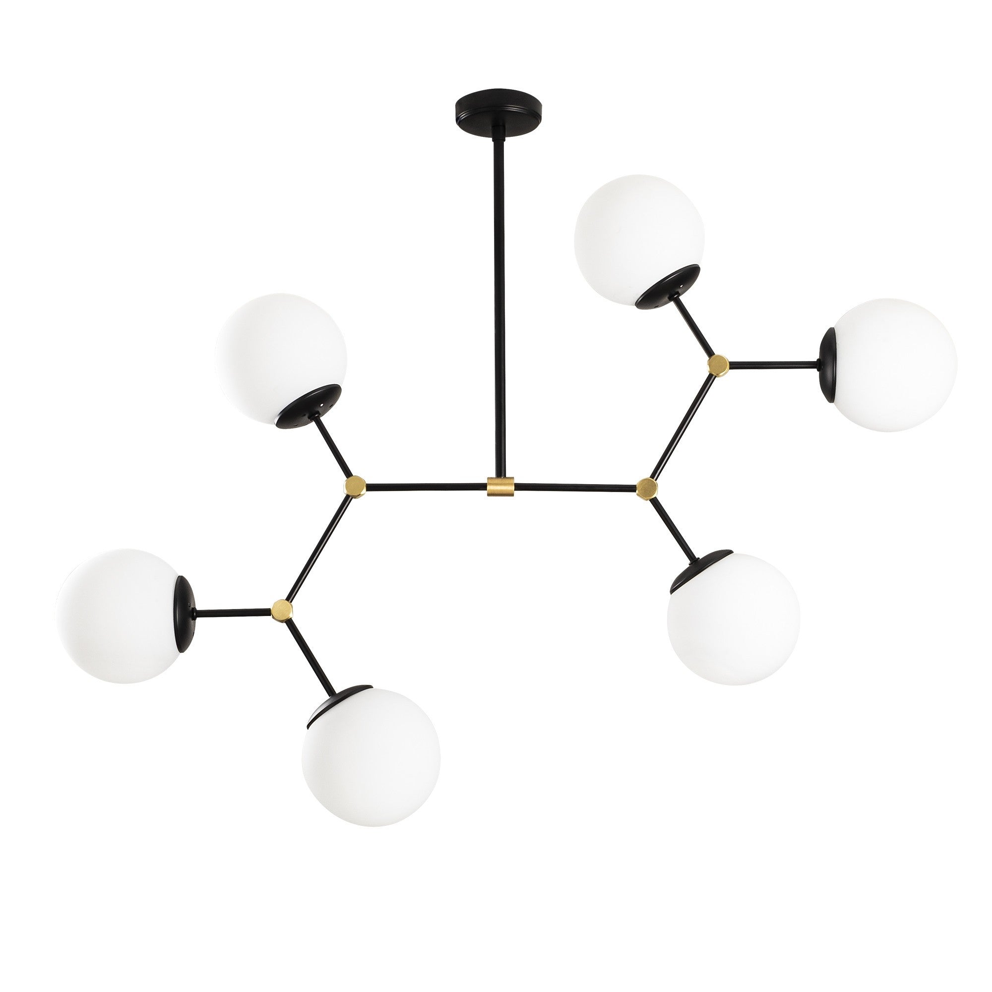 Candeeiro de Teto – 100 x 58 cm – Preto e Branco – Metal e Vidro