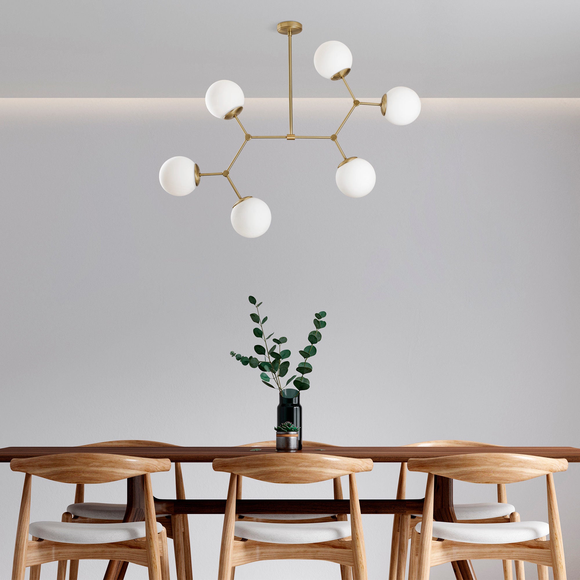 Candeeiro de Teto – 100 x 58 cm – Amarelo e Branco – Metal