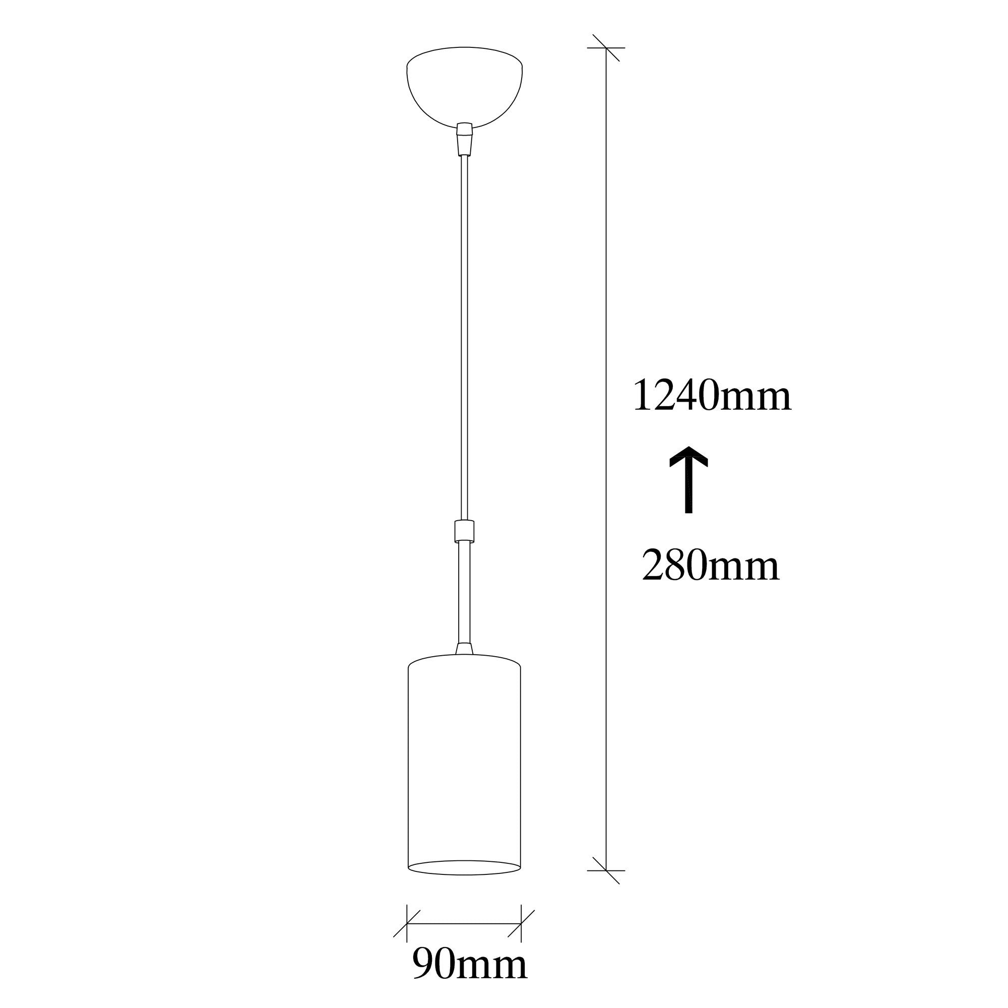 Candeeiro de Teto – 124 cm de Altura – Preto e Níquel – Ferro