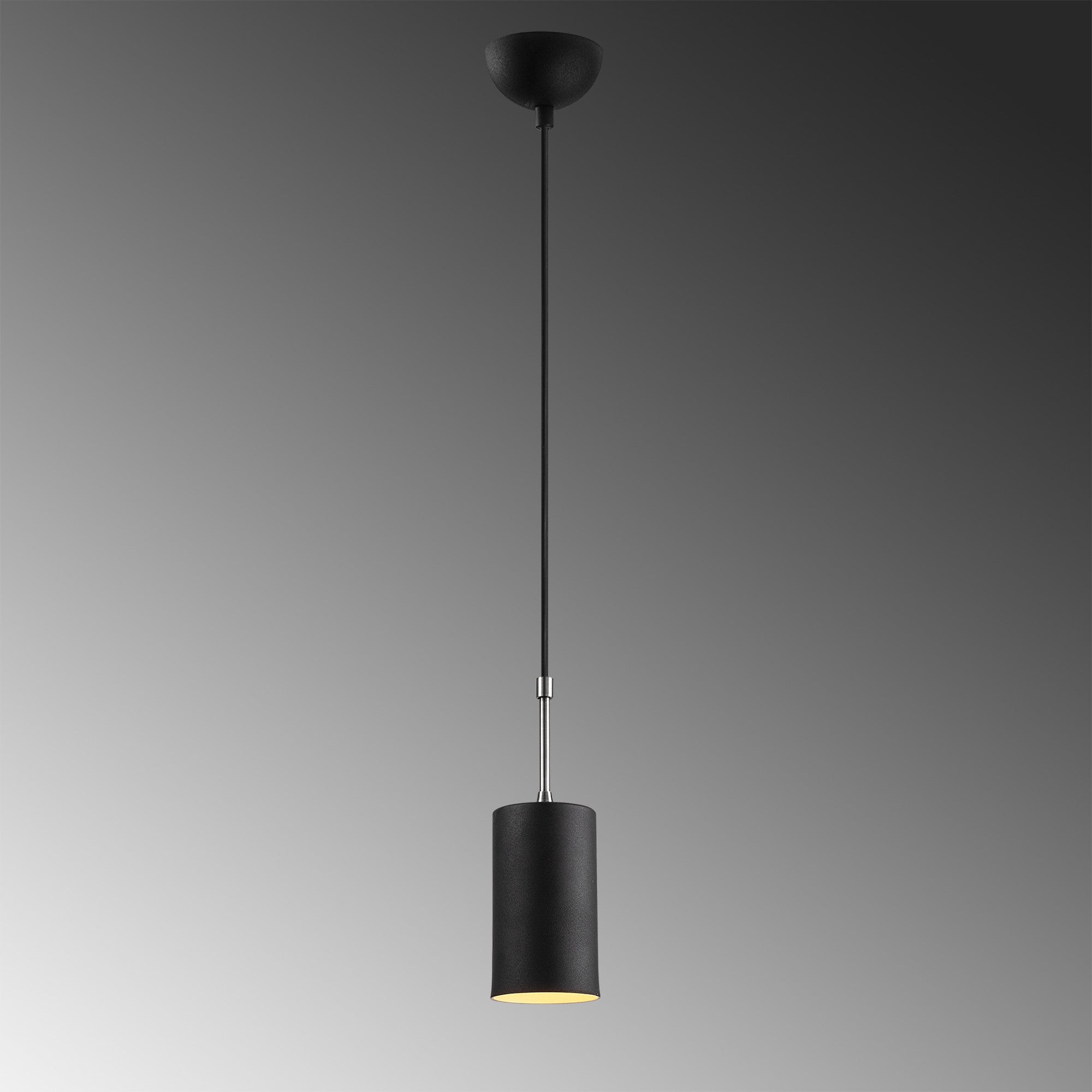 Candeeiro de Teto – 124 cm de Altura – Preto e Níquel – Ferro