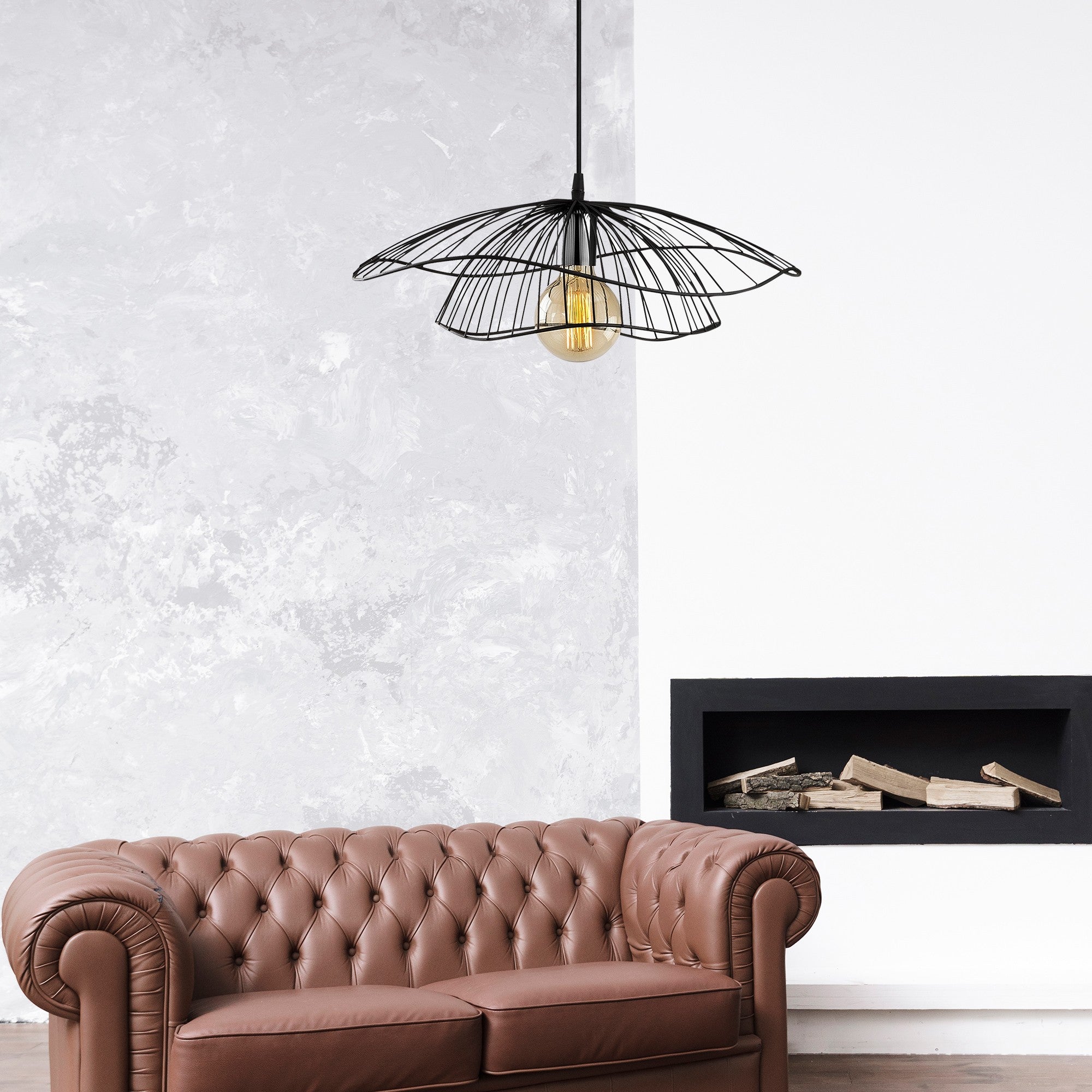 Candeeiro de Teto – 50 cm de Diâmetro – Preto – Metal
