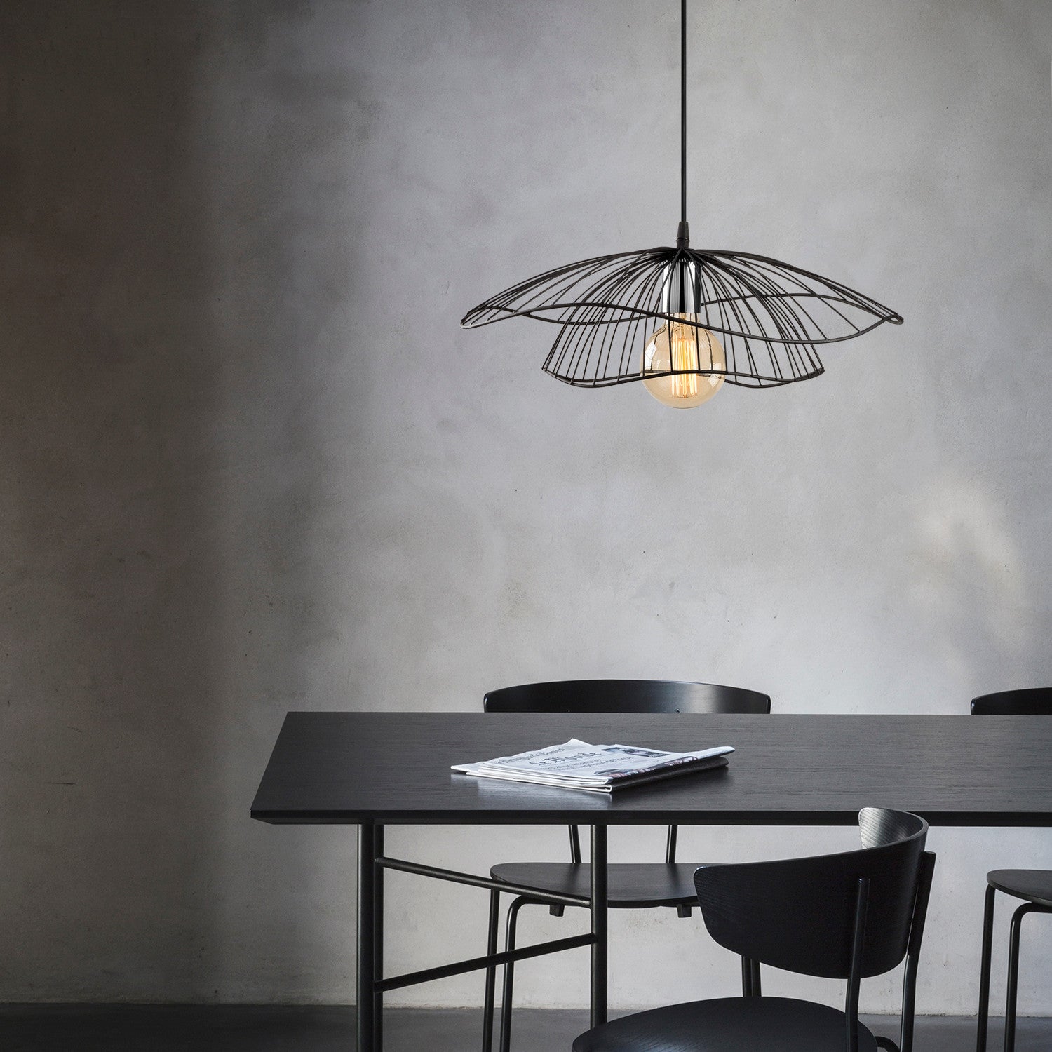 Candeeiro de Teto – 50 cm de Diâmetro – Preto – Metal