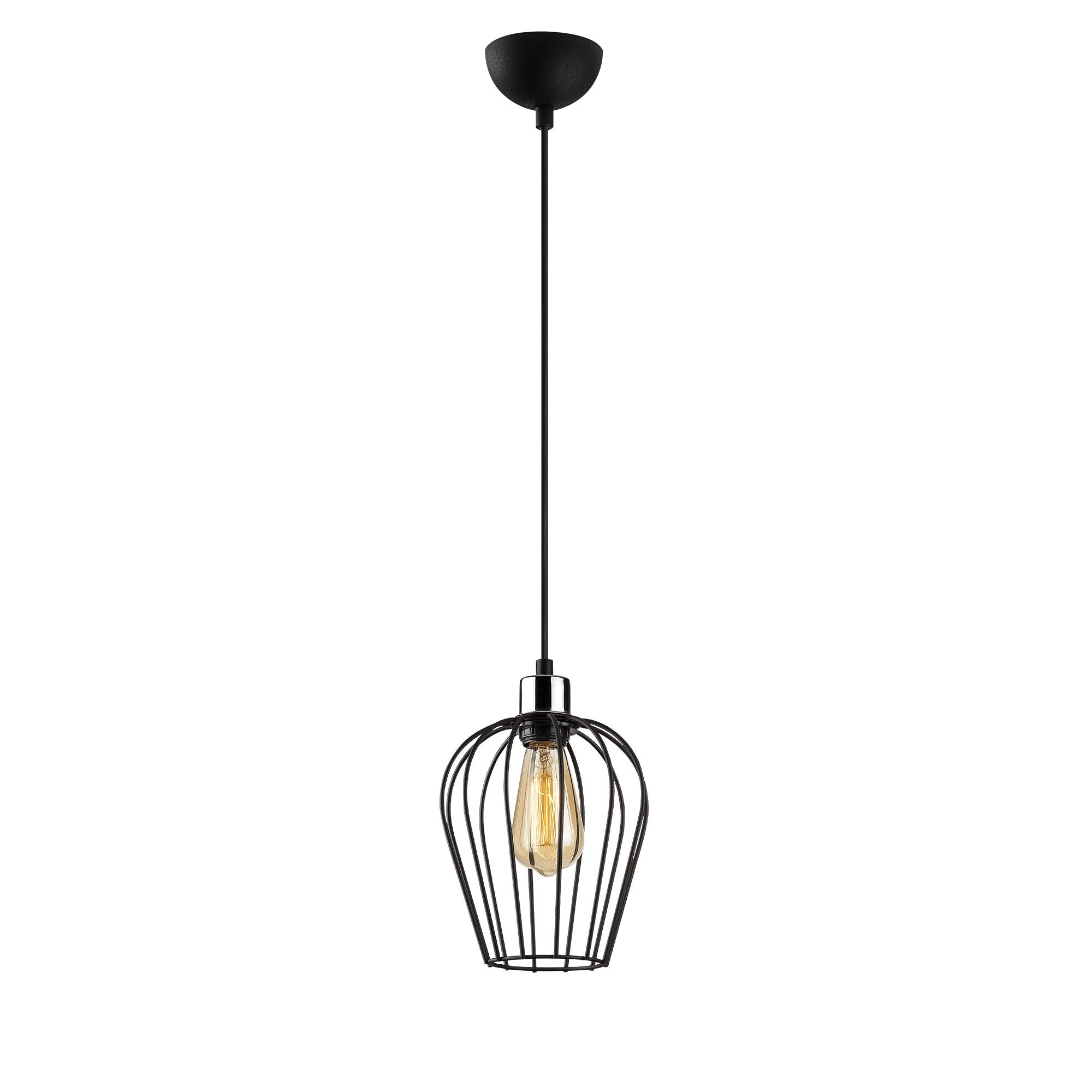 Candeeiro de Teto Industrial – 20 cm de Diâmetro – Preto – Ferro