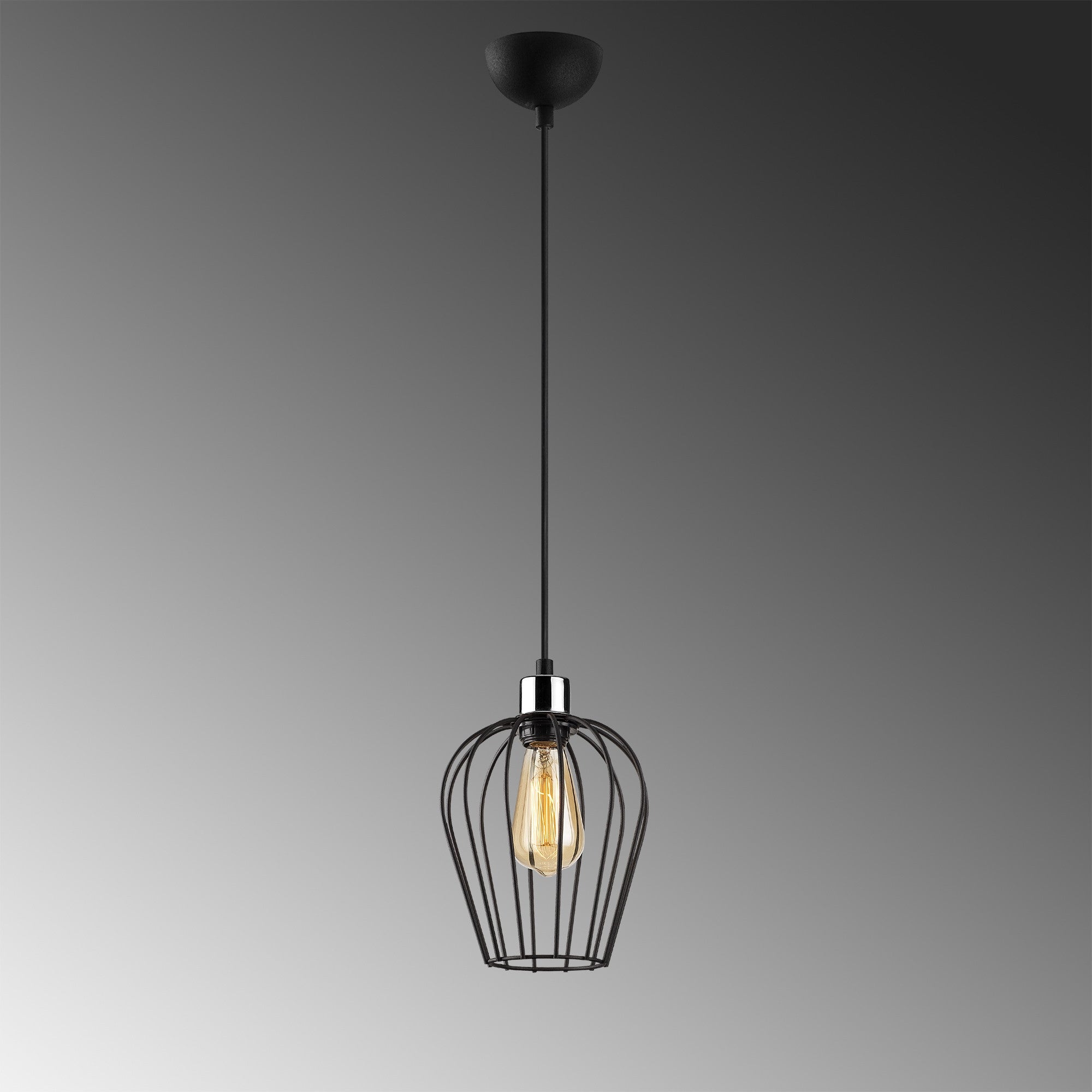 Candeeiro de Teto Industrial – 20 cm de Diâmetro – Preto – Ferro