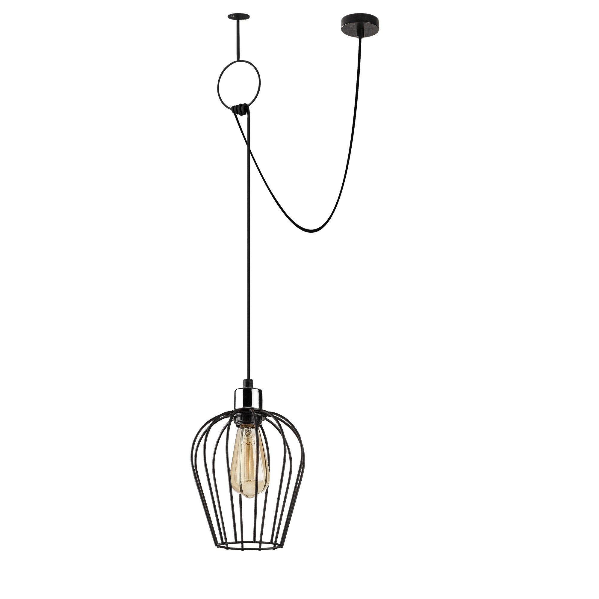 Candeeiro de Teto Industrial – 80 x 20 cm – Preto – Ferro