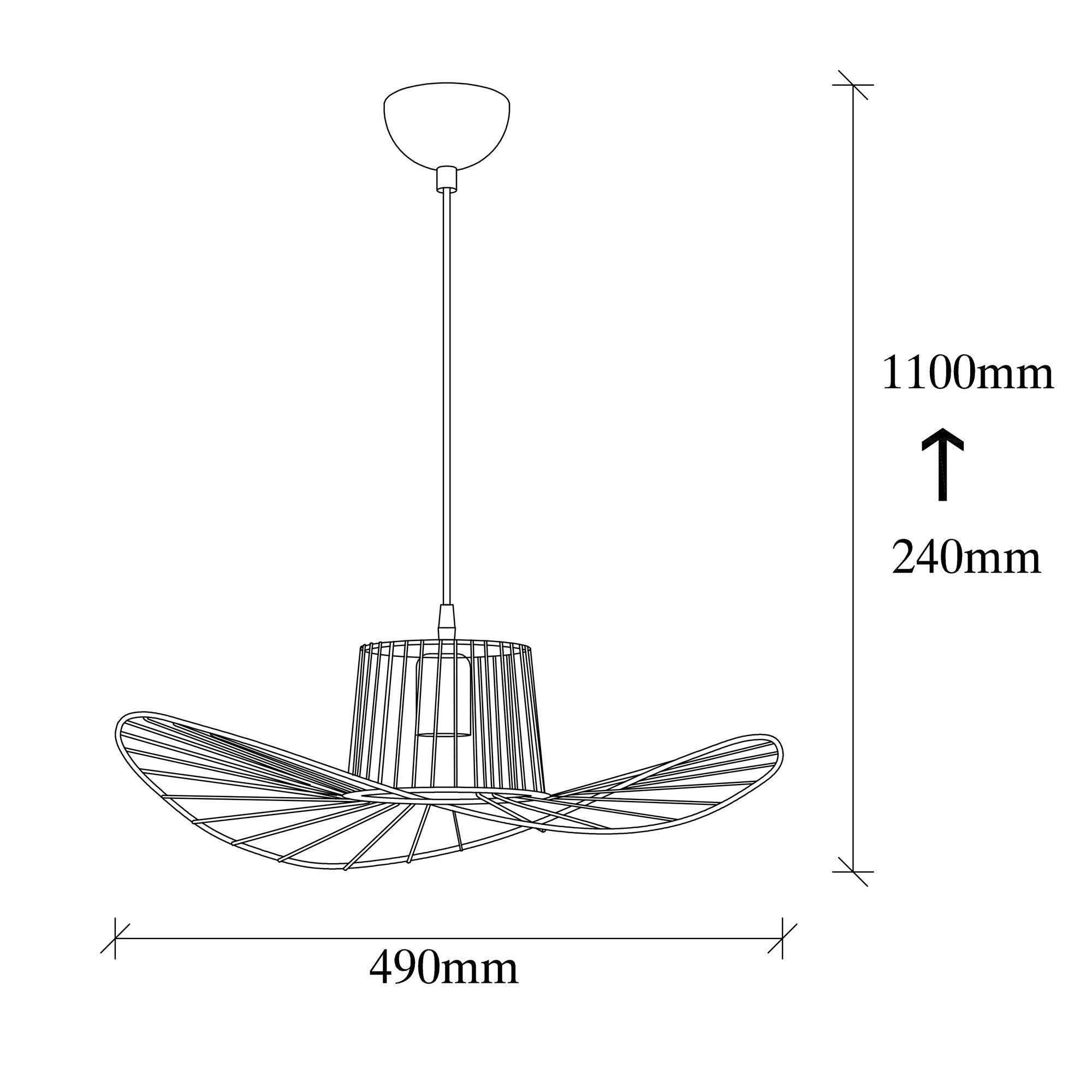 Candeeiro de Teto – 49 cm de Diâmetro – Preto – Ferro