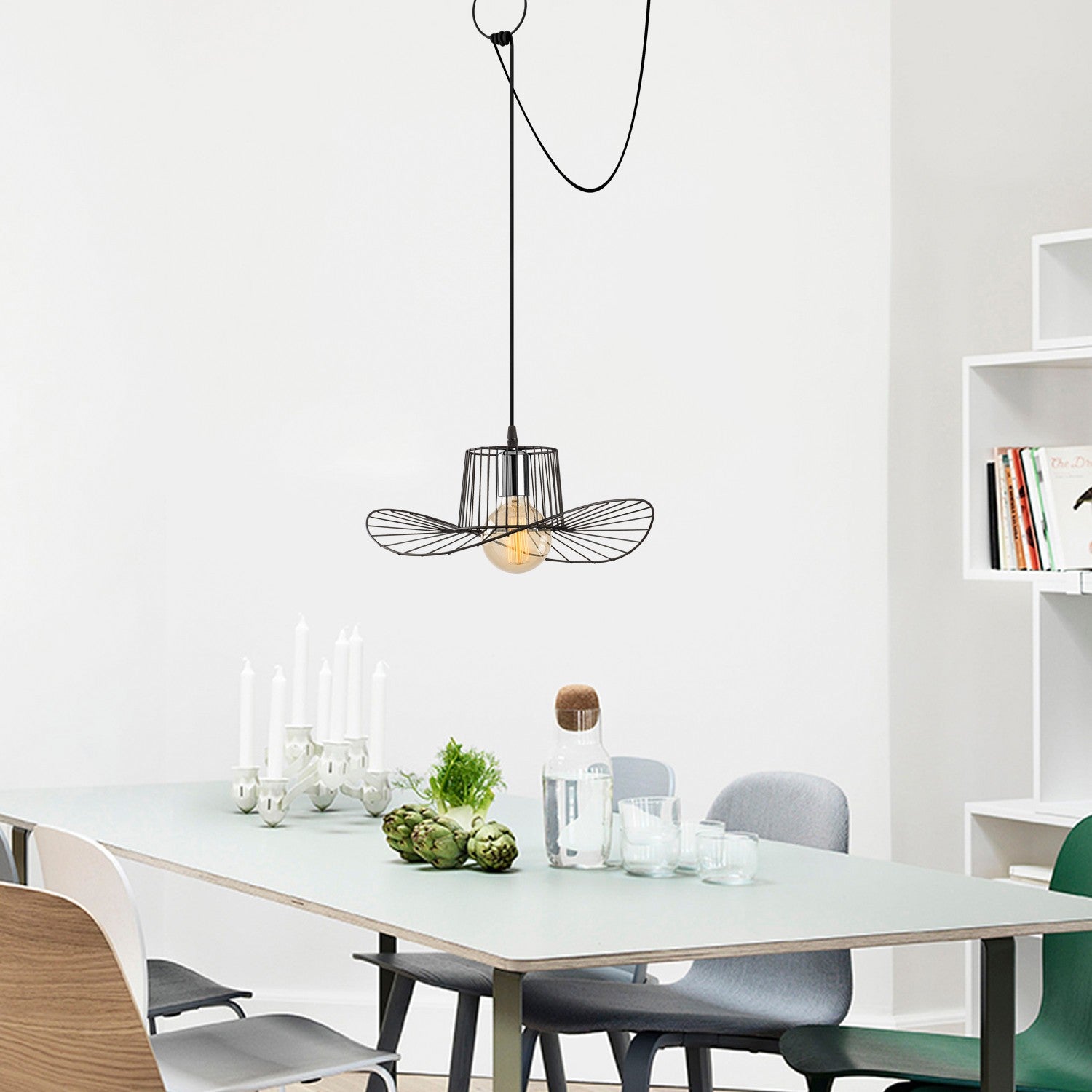 Candeeiro de Teto – 98 x 38 cm – preto – metal