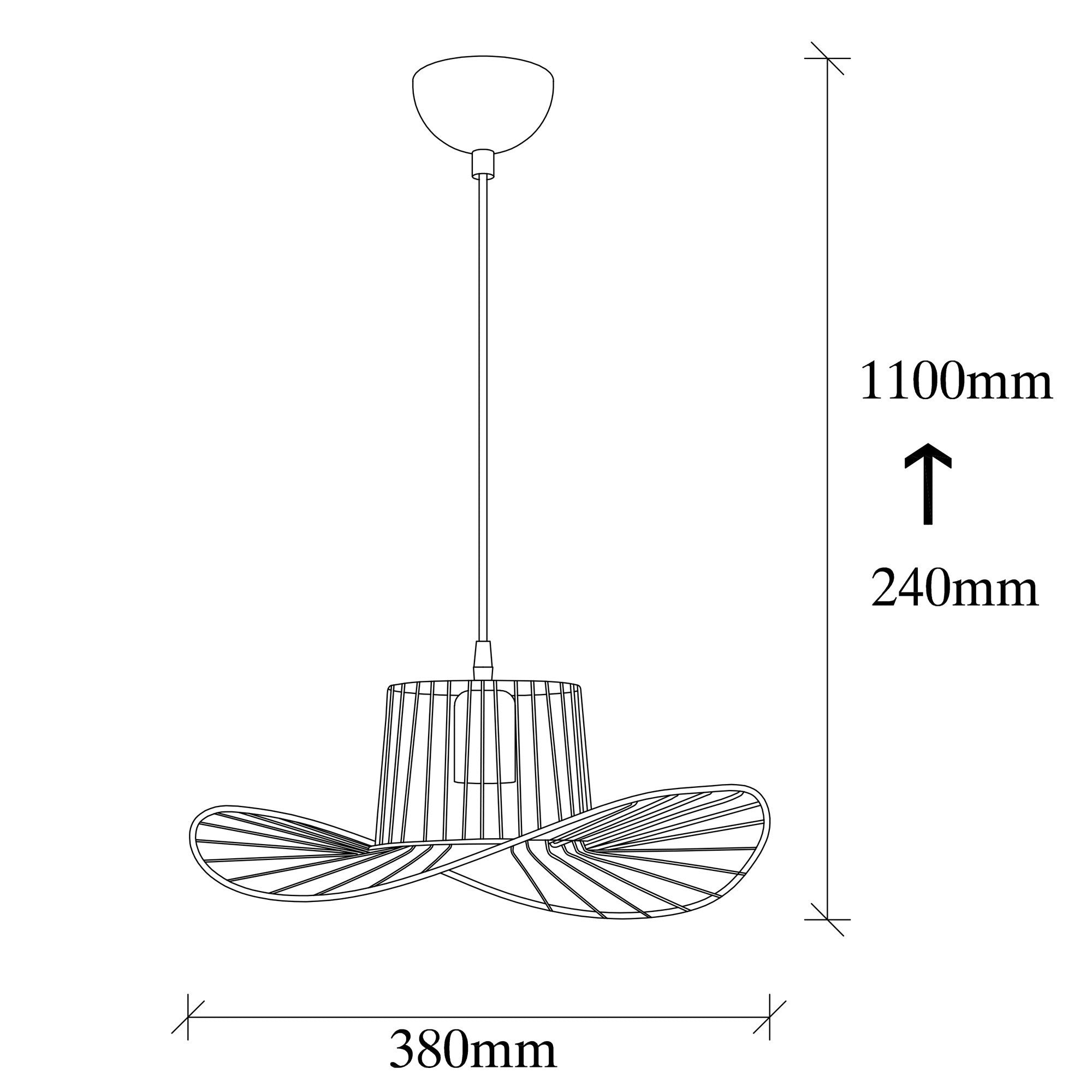 Candeeiro de Teto – 38 cm de diâmetro – Preto – Ferro
