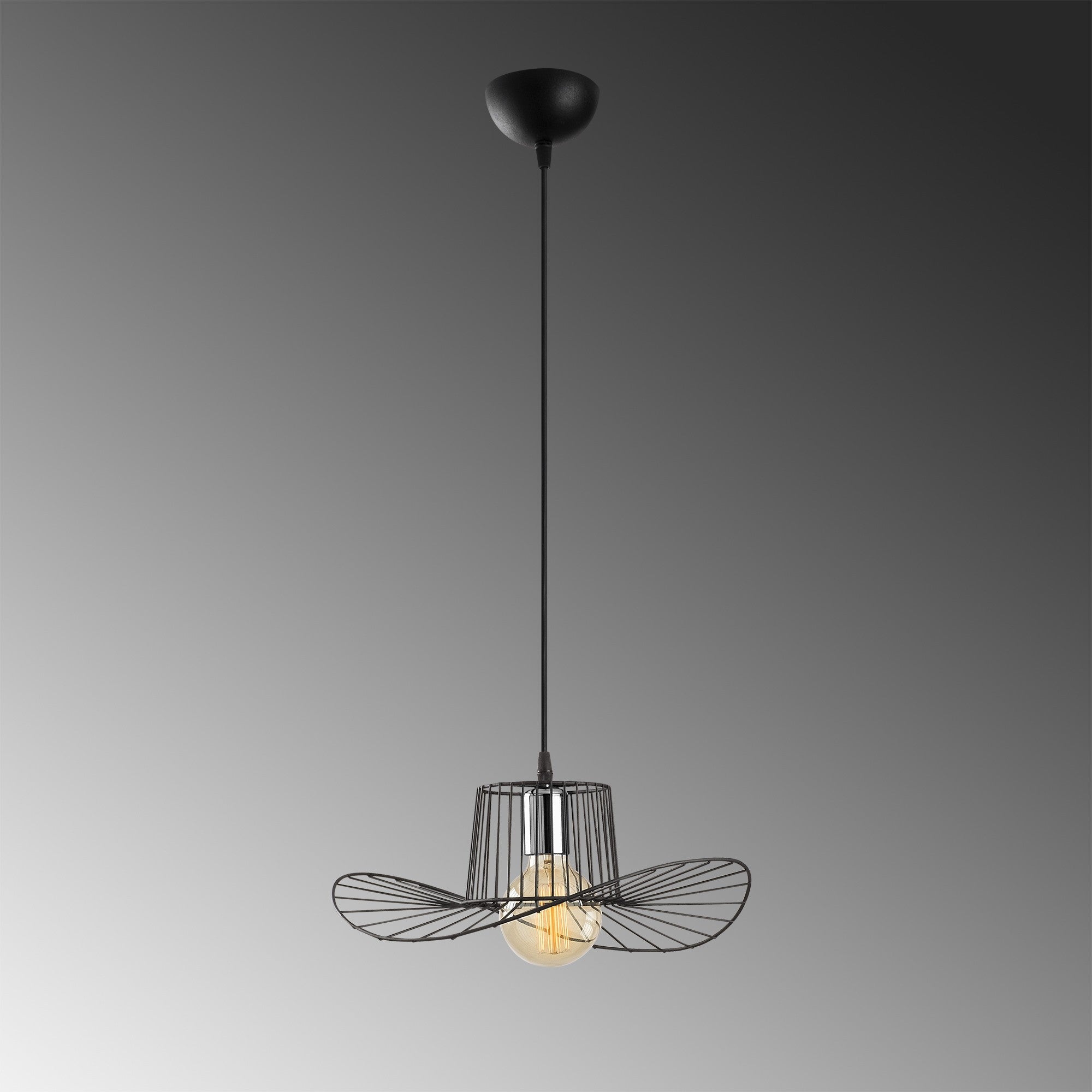 Candeeiro de Teto – 38 cm de diâmetro – Preto – Ferro