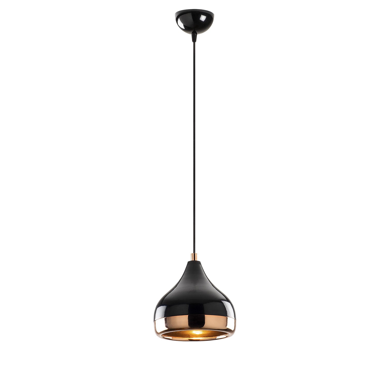 Candeeiro de Teto Moderno – 17 cm de Diâmetro – Preto e Cobre – Ferro