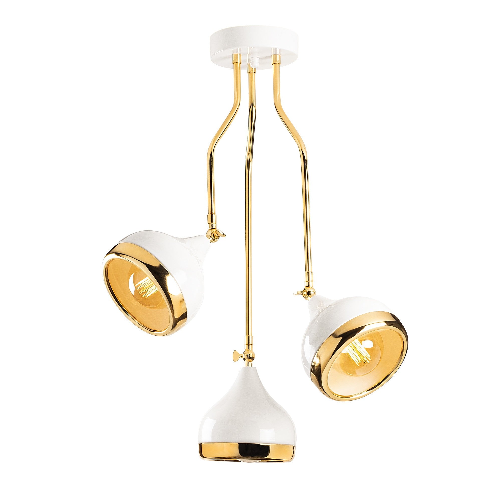 Candeeiro de Teto – 50 x 50 cm – Branco e dourado – Metal