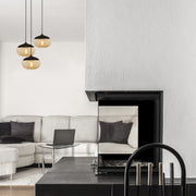 Candeeiro de Teto Industrial – 50 cm de Diâmetro – Preto e Mel – Metal