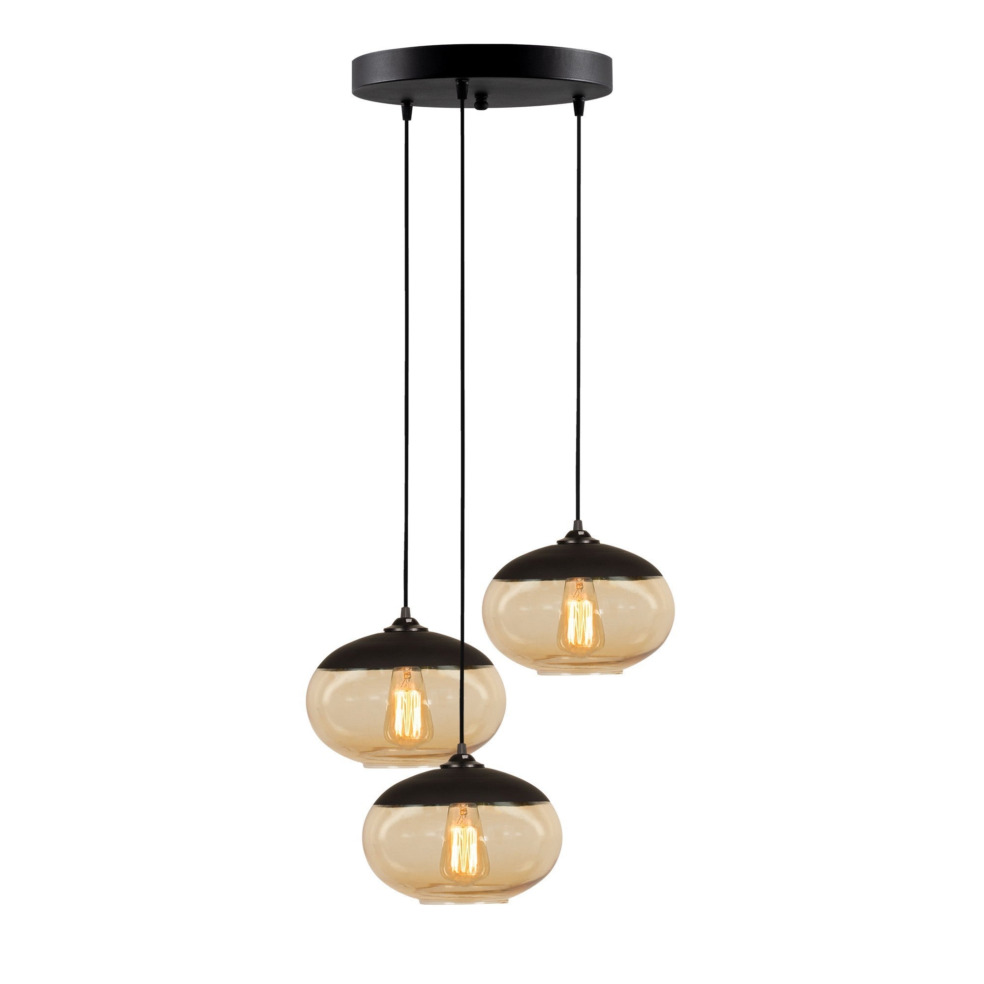 Candeeiro de Teto Industrial – 50 cm de Diâmetro – Preto e Mel – Metal