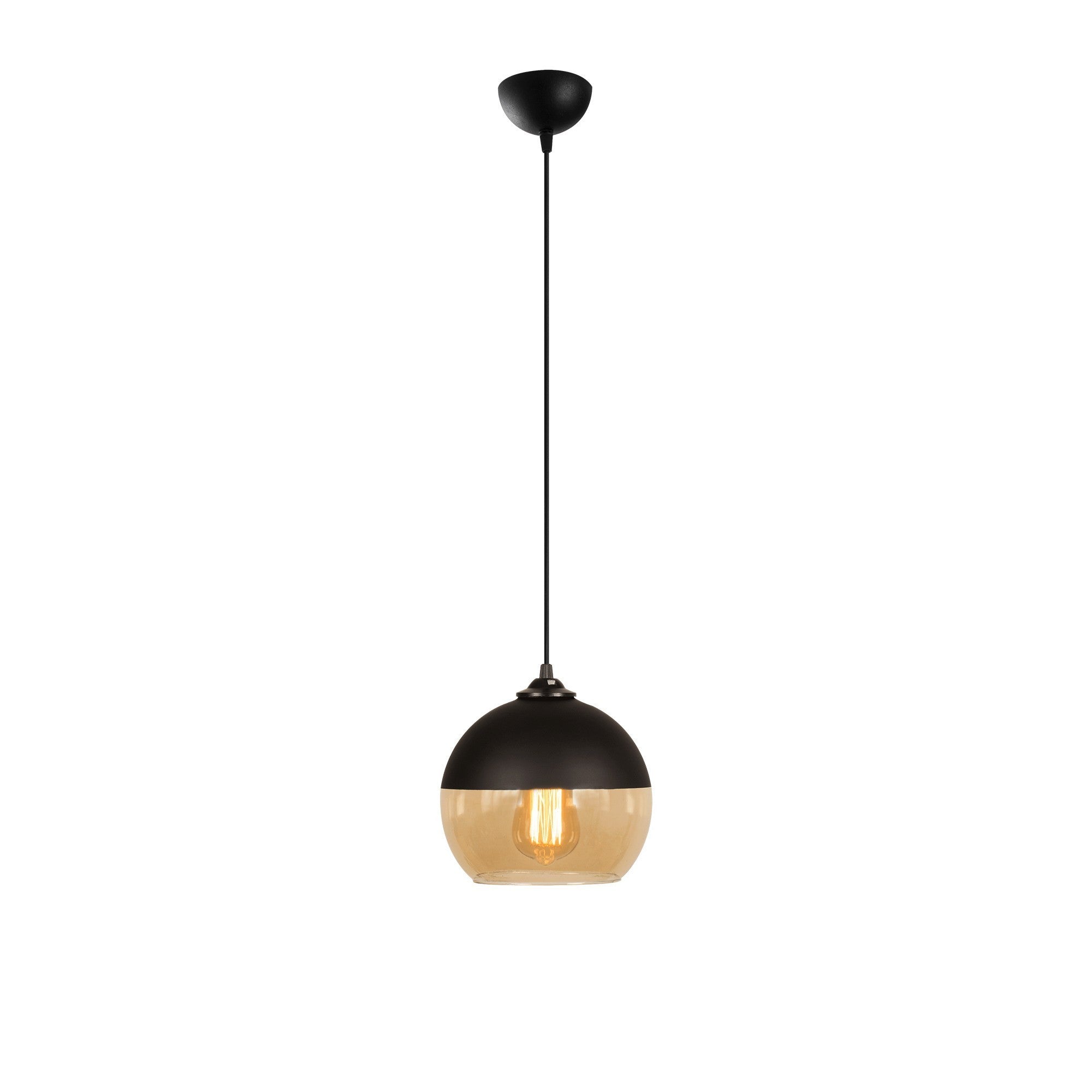 Candeeiro de Teto Industrial – 20 cm de Diâmetro – Preto e Mel – Metálico