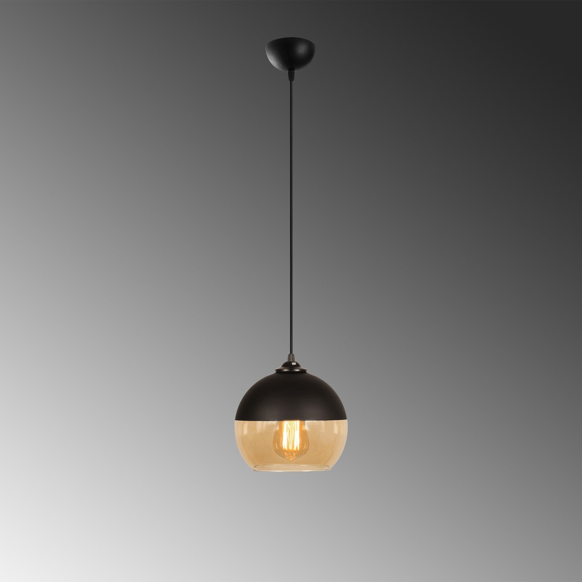 Candeeiro de Teto Industrial – 20 cm de Diâmetro – Preto e Mel – Metálico