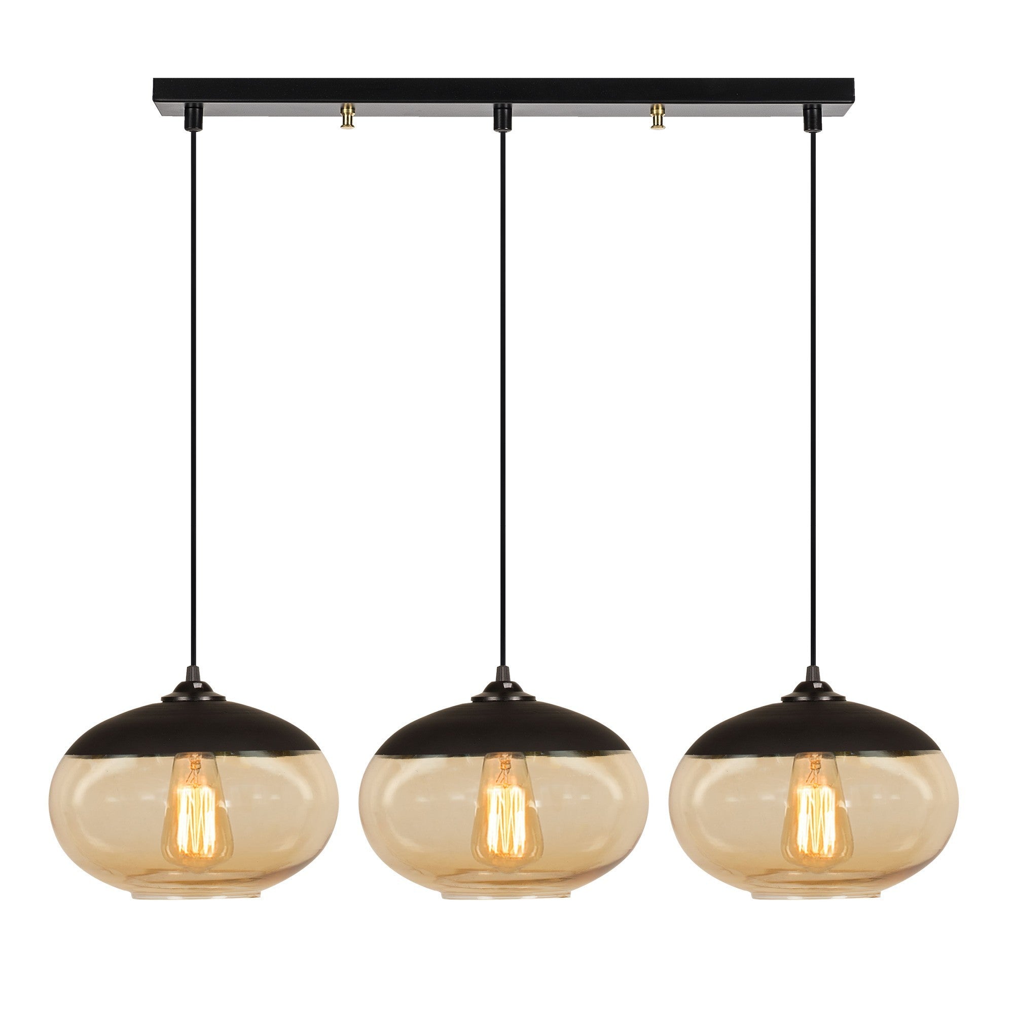 Candeeiro de Teto Industrial – 75 x 25 cm – Preto e Mel – Metal