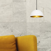 Candeeiro de Teto moderno – 30 cm de diâmetro – Branco e dourado – Metálico