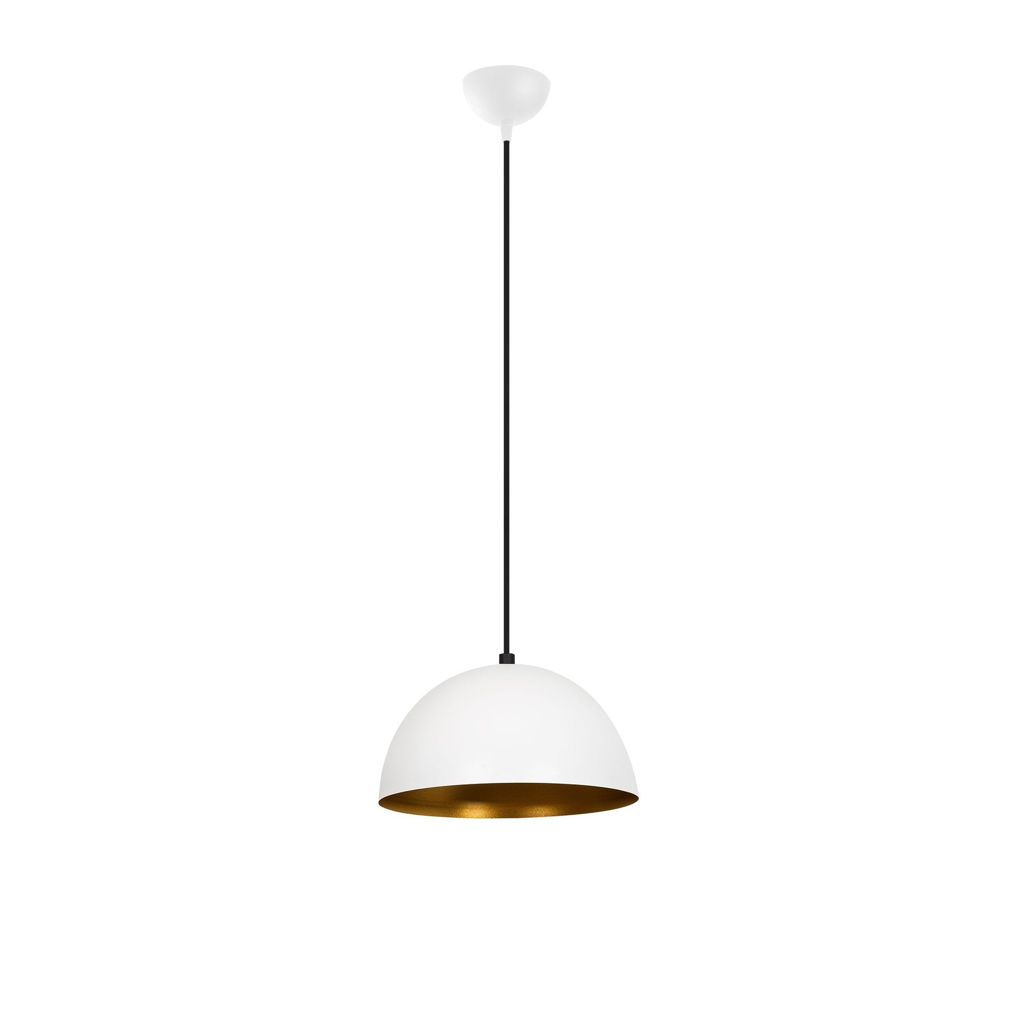 Candeeiro de Teto moderno – 30 cm de diâmetro – Branco e dourado – Metálico