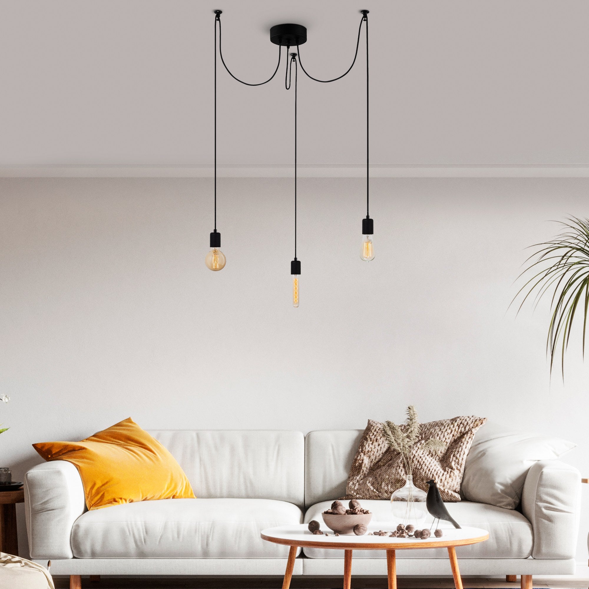 Candeeiro de Teto Industrial – 96 x 6 cm – Preto – Metal