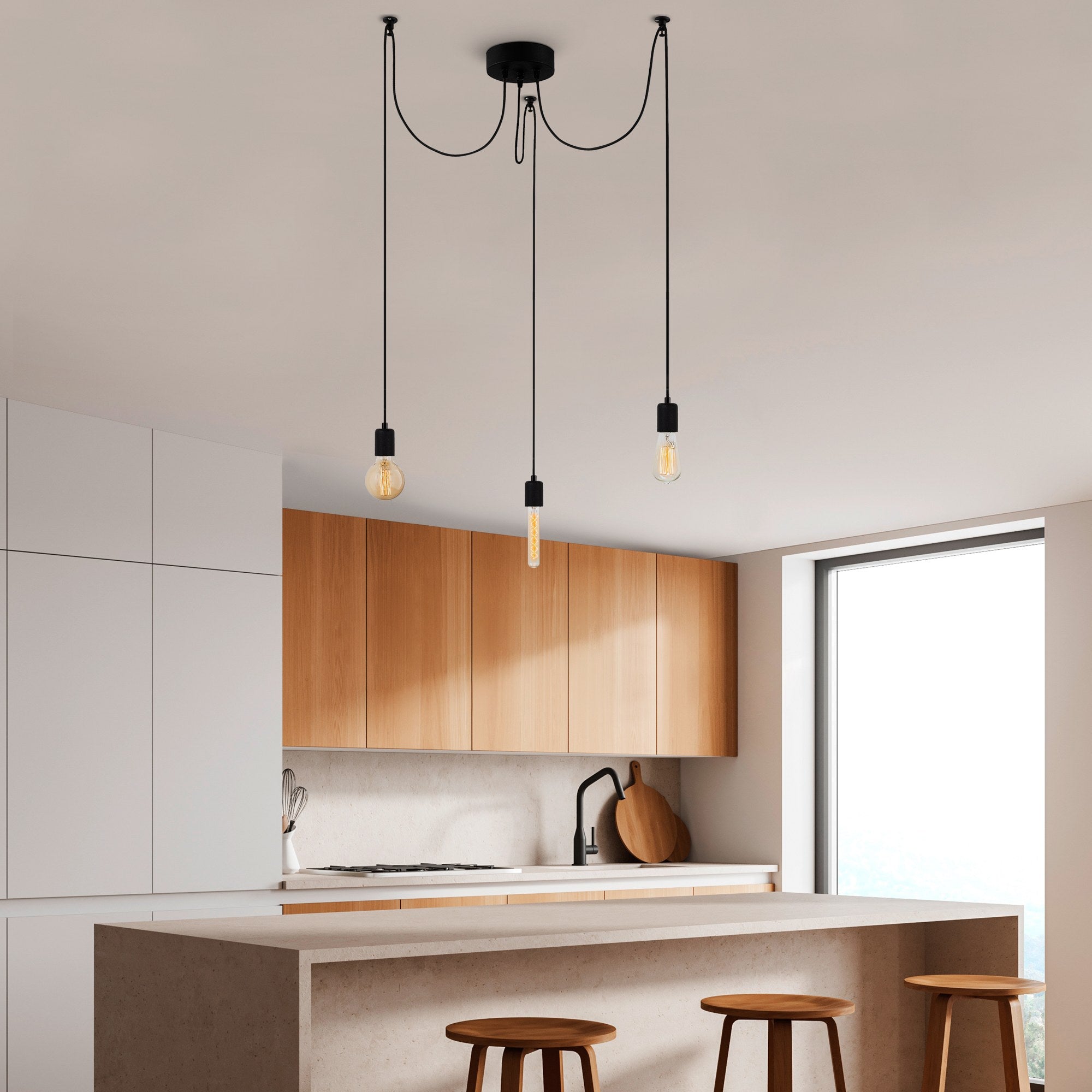 Candeeiro de Teto Industrial – 96 x 6 cm – Preto – Metal