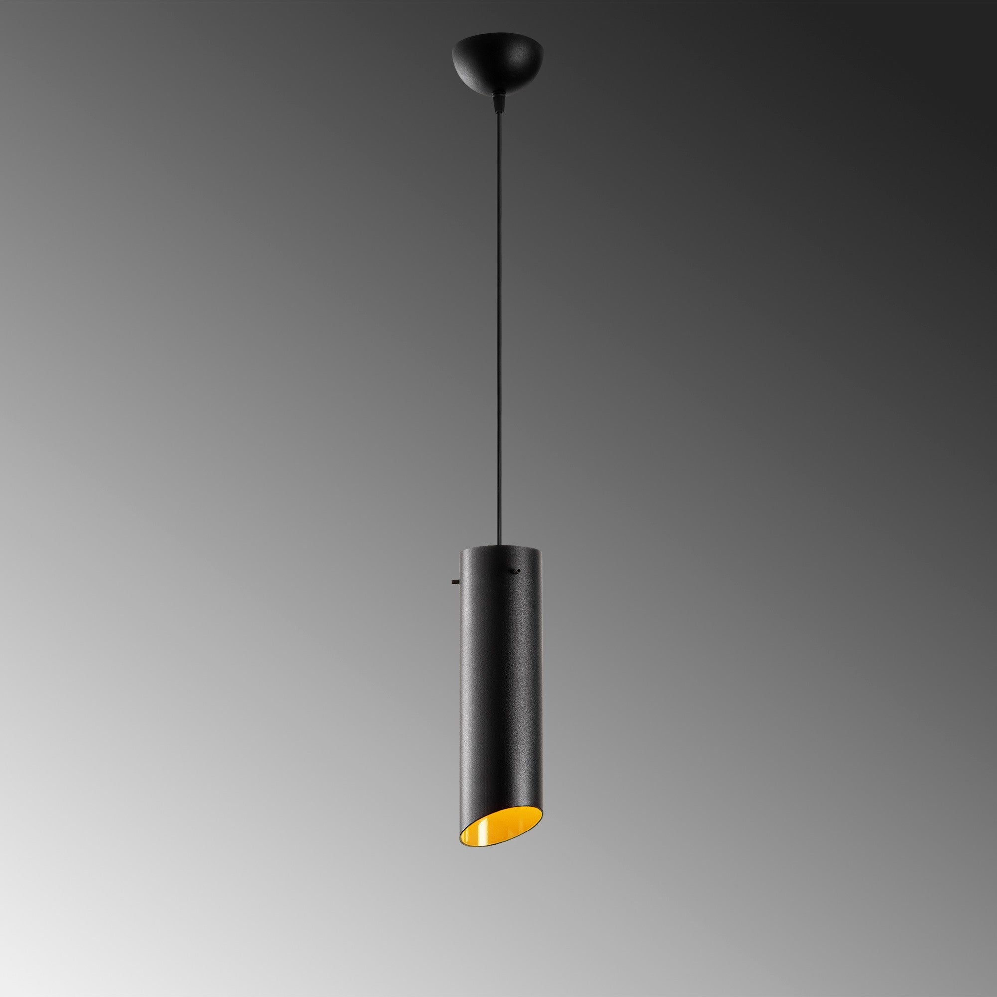 Candeeiro de Teto – 114 cm de Altura – Preto e Amarelo – Metal