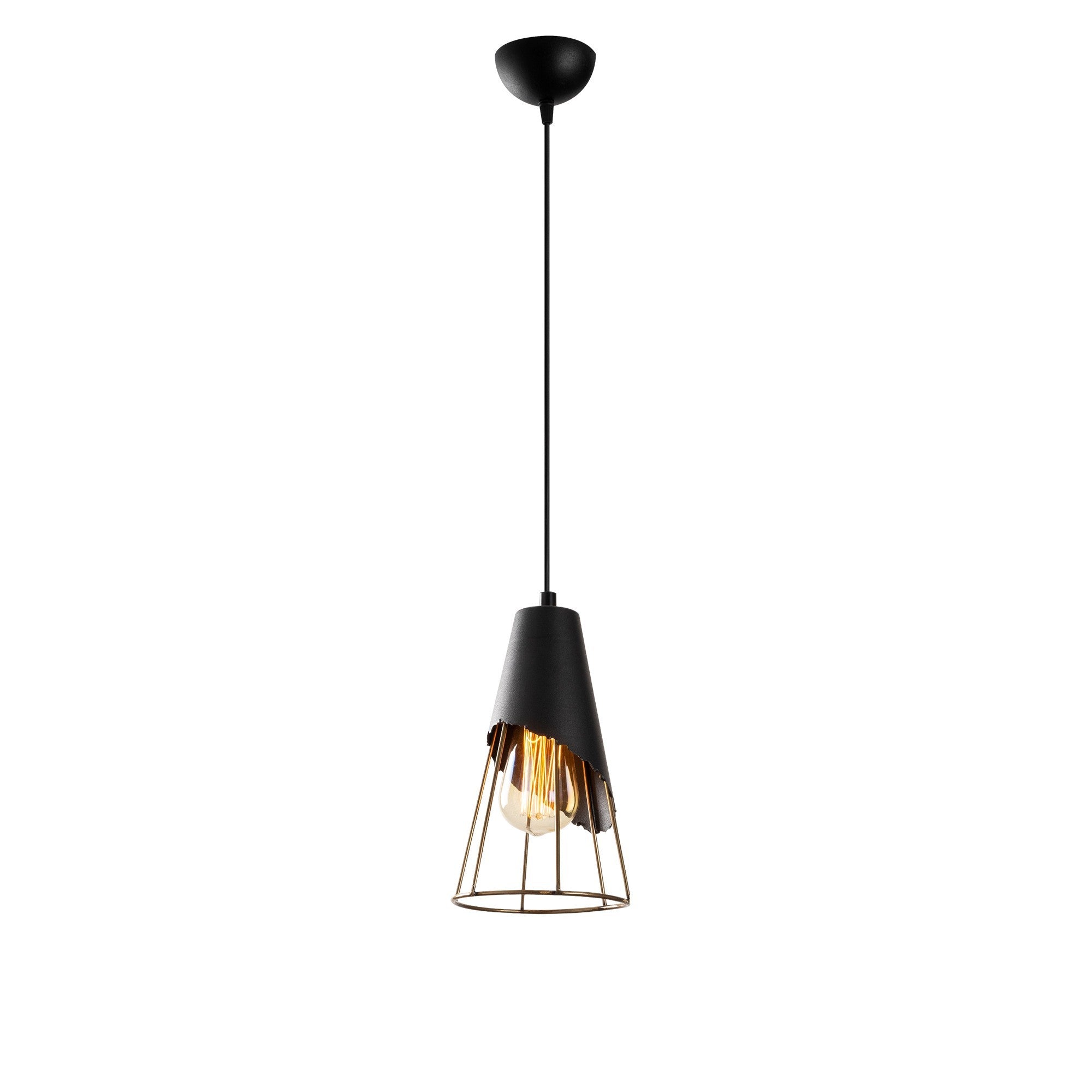 Candeeiro de Teto Industrial – 17 cm de Diâmetro – Preto – Metal