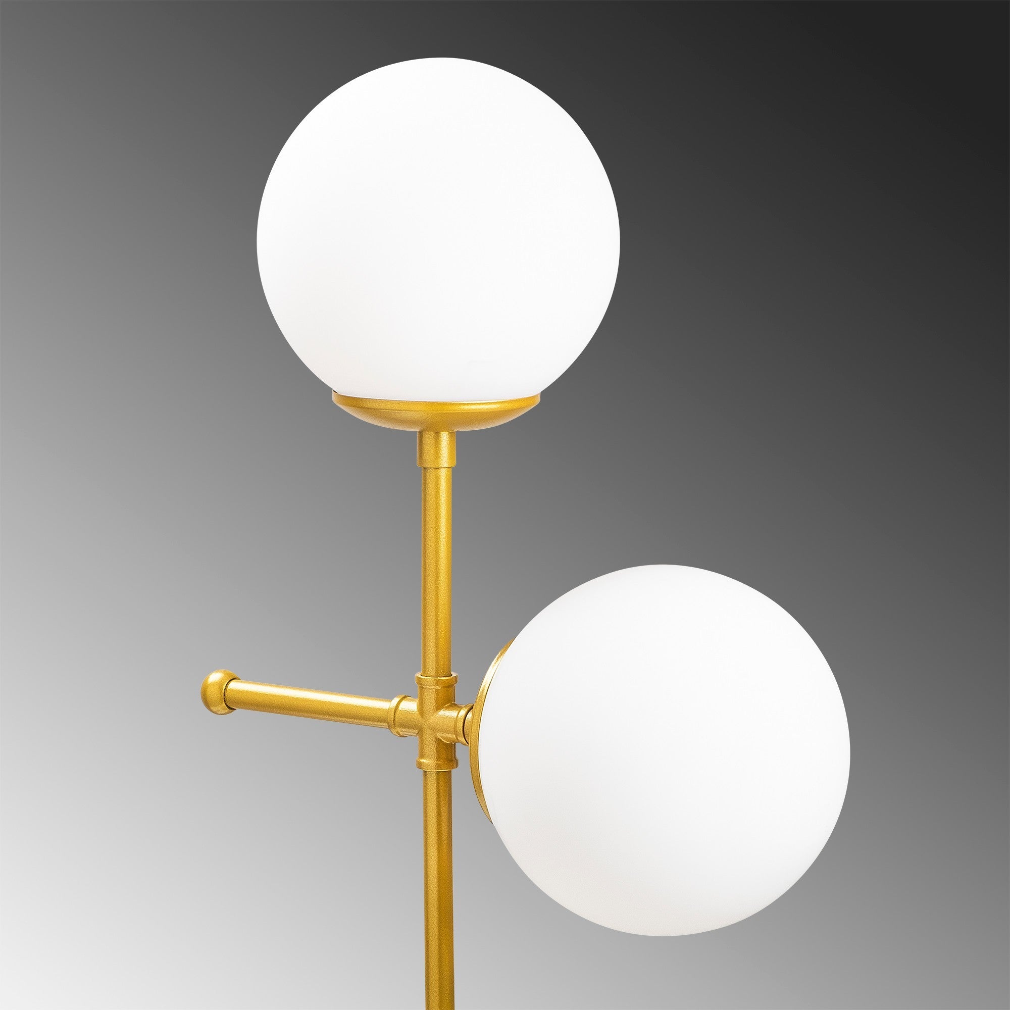 Candeeiro de Mesa Moderna Dourada, Corpo de Metal com Tampa de Vidro, 55 cm de Altura | 2 Soquetes E27, Cabo de 200 cm | Design Escandinavo Elegante para Casa e Escritório