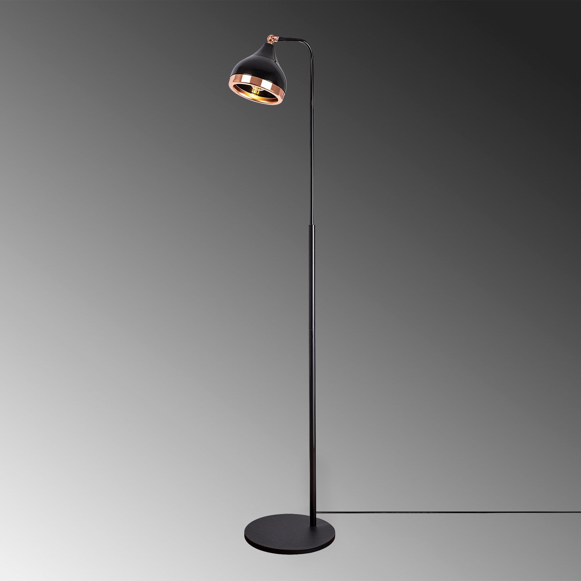 Candeeiro de Pé – 150 cm altura – Preto e Cobre – Metal