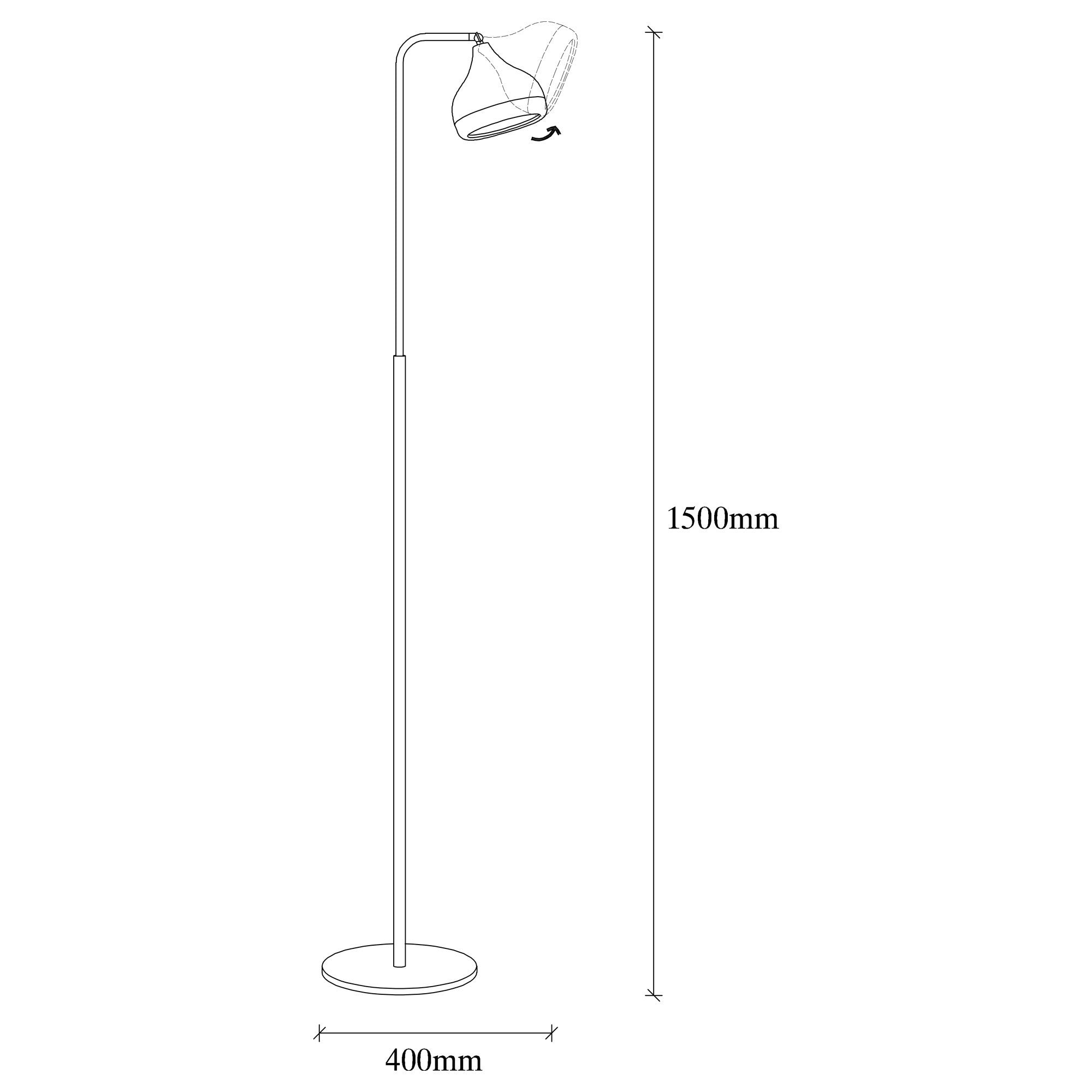 Candeeiro de Pé – 150 cm altura – Preto e Cobre – Metal