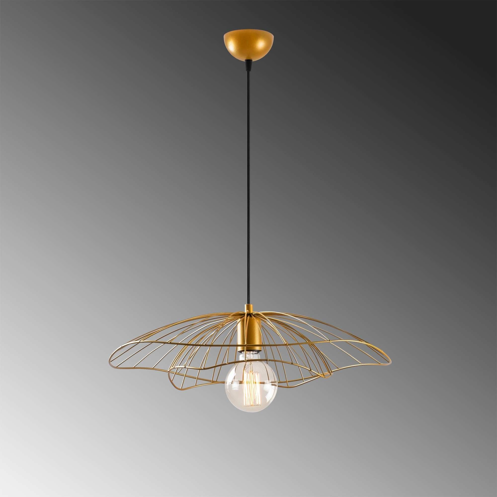 Candeeiro de Teto – 50 cm de Diâmetro – Dourado – Metal