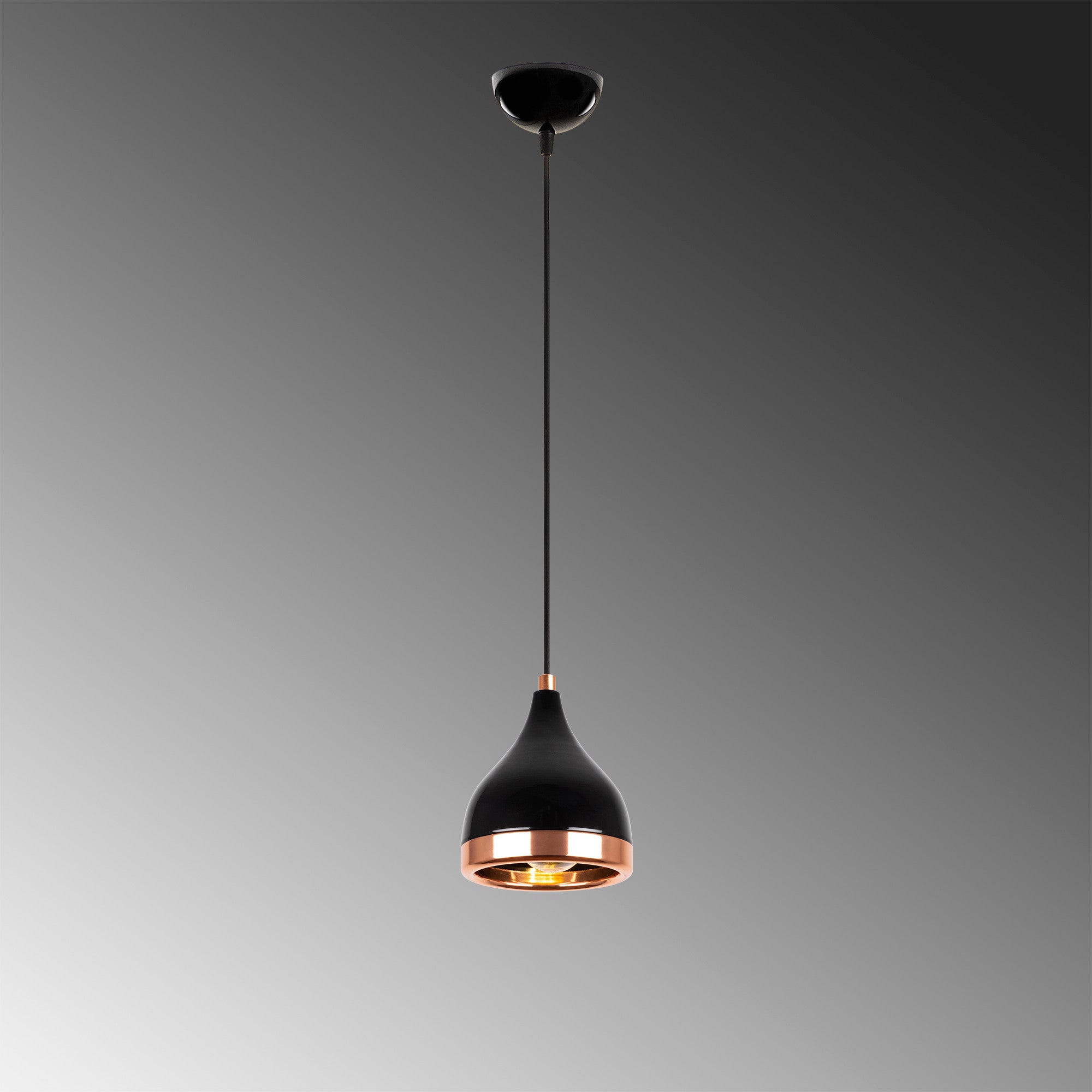 Candeeiro de Teto moderno – 15x15 cm – preto e cobre – metal