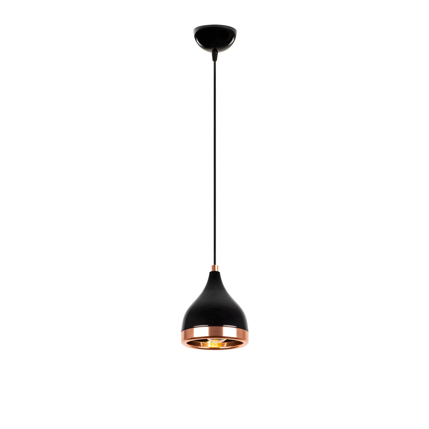 Candeeiro de Teto moderno – 15x15 cm – preto e cobre – metal