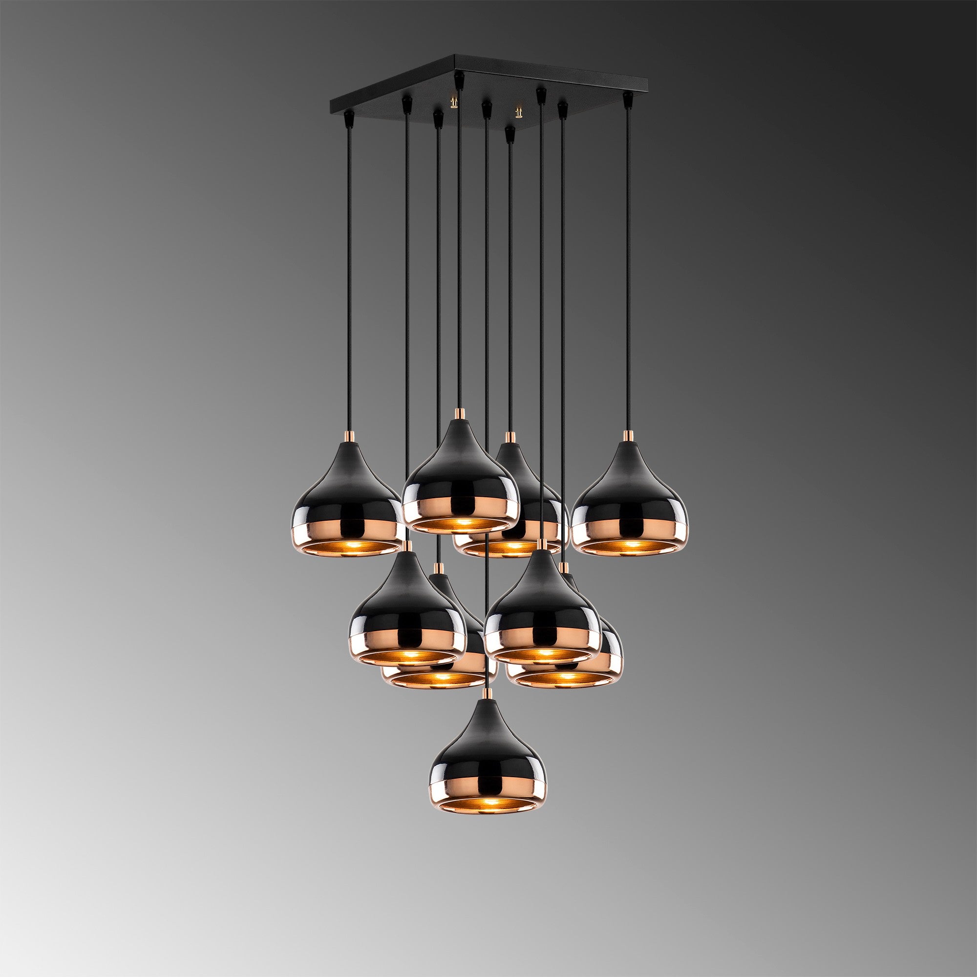 Candeeiro de Teto estilo escandinavo – 63 x 63 cm – preto – metal