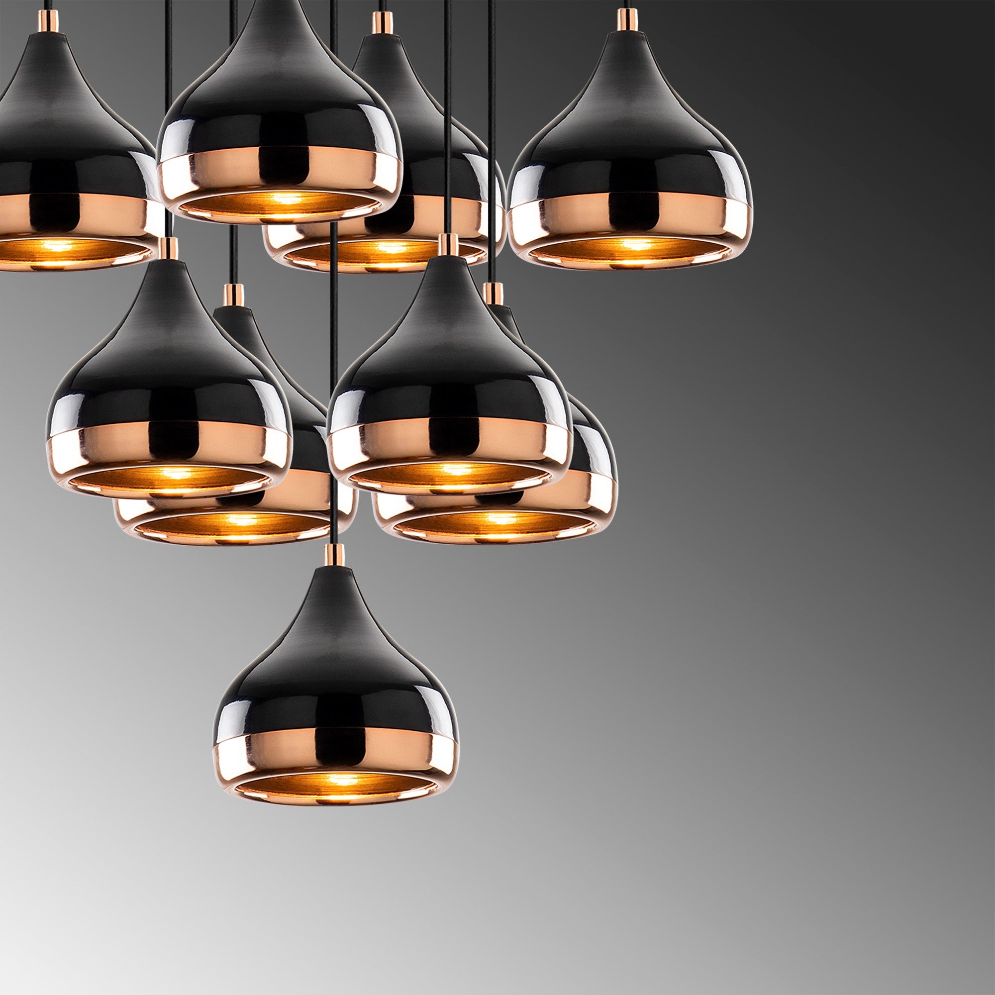 Candeeiro de Teto estilo escandinavo – 63 x 63 cm – preto – metal