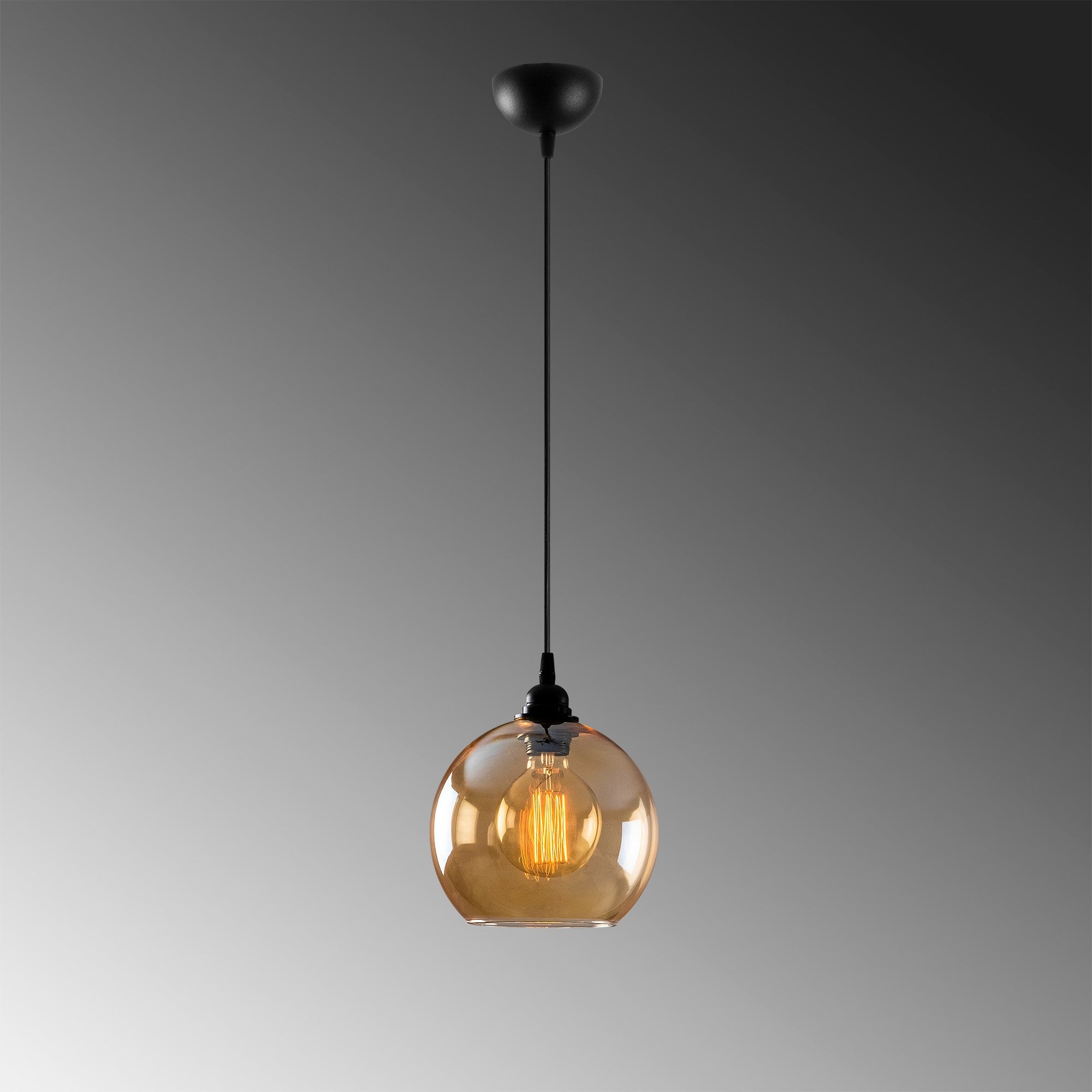 Candeeiro de Teto – 20x20 cm – Dourado e Preto – Metal e Vidro