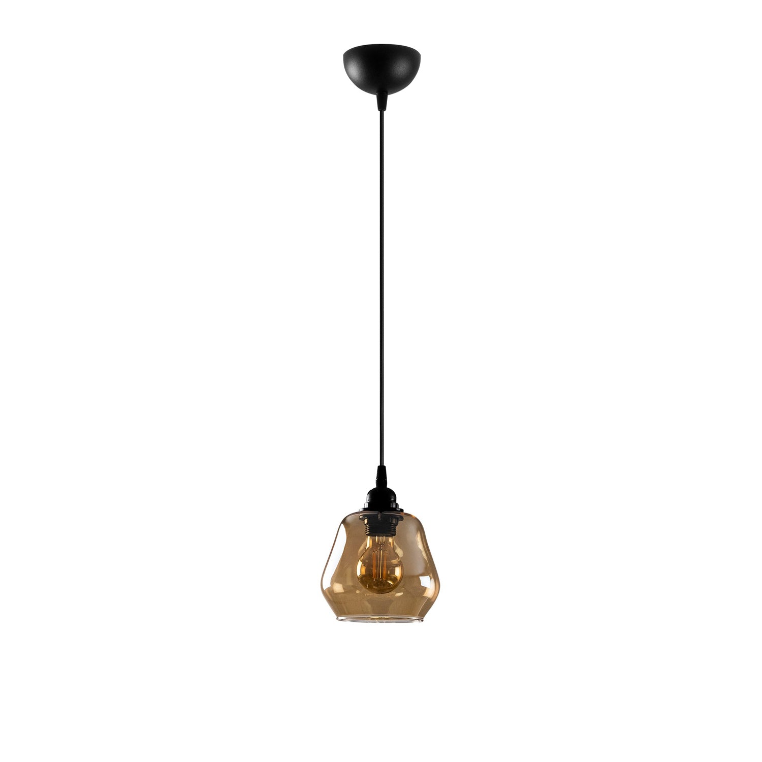 Candeeiro de Teto – 110 cm – Dourado e Preto – Metal com Vidro