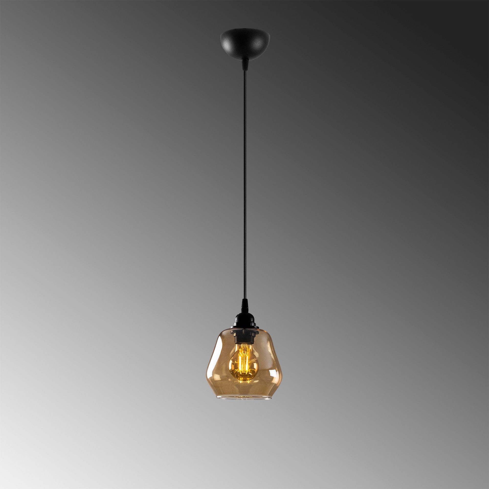 Candeeiro de Teto – 110 cm – Dourado e Preto – Metal com Vidro