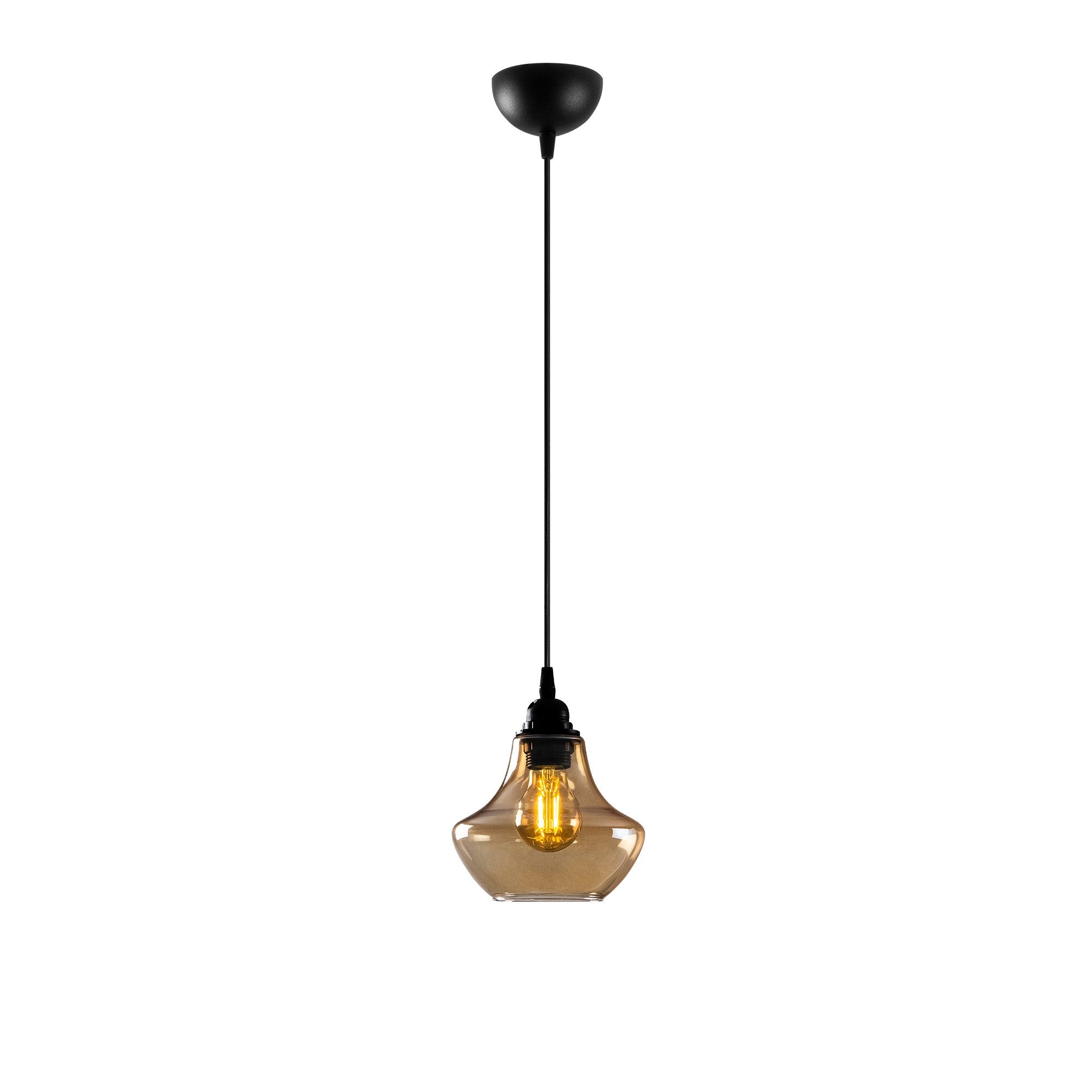 Candeeiro de Teto – Altura Ajustável 111 cm – Dourado e Preto – Metal
