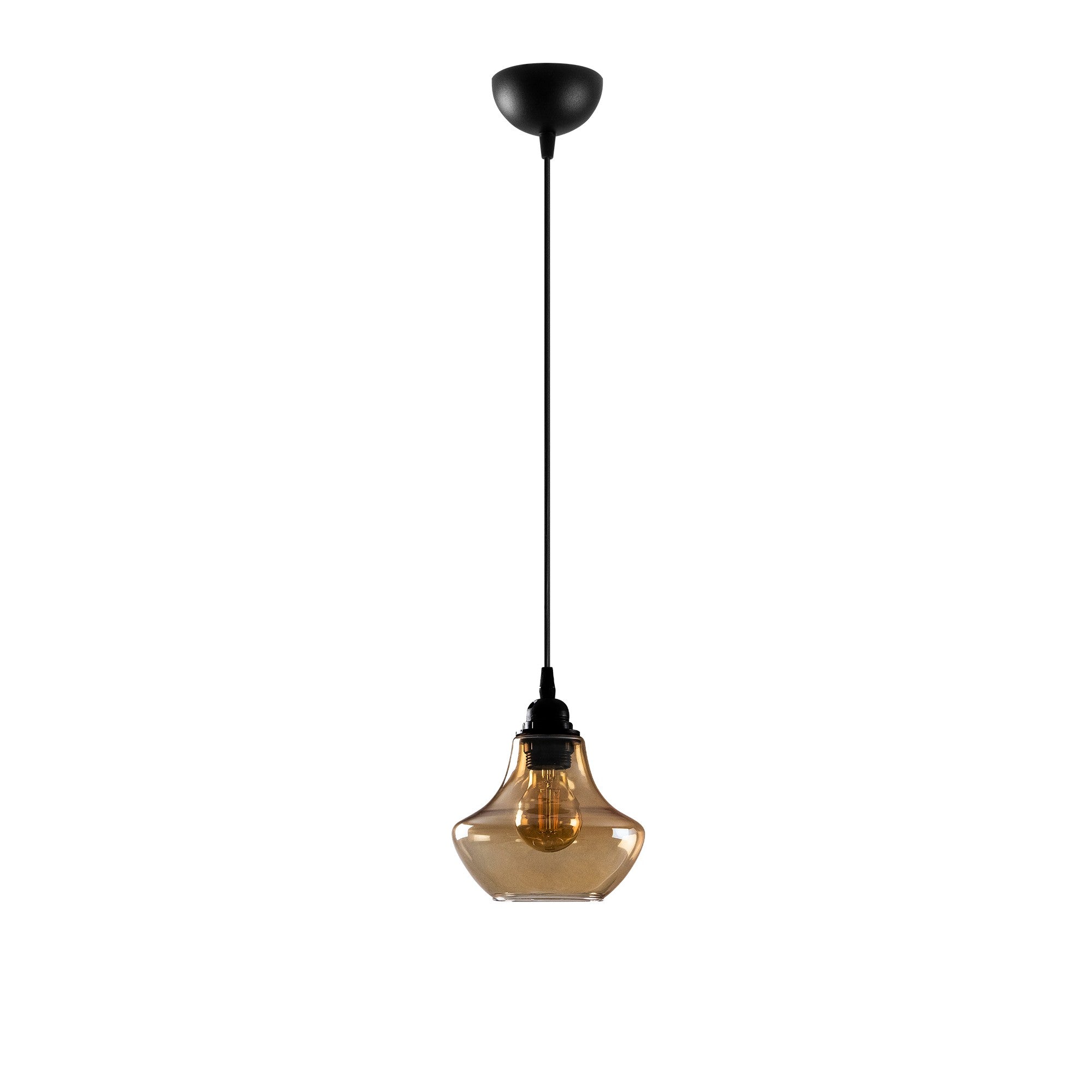 Candeeiro de Teto – Altura Ajustável 111 cm – Dourado e Preto – Metal