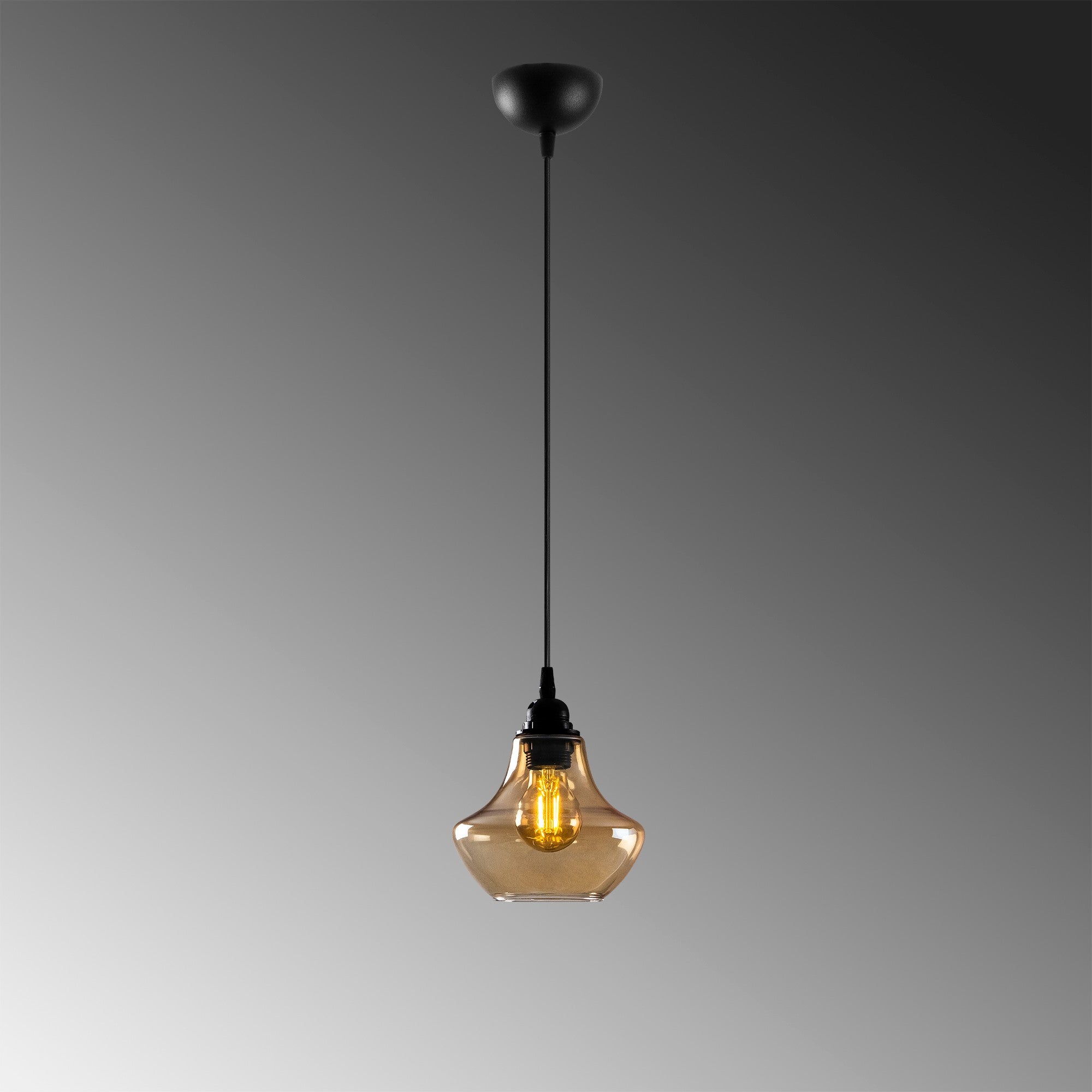 Candeeiro de Teto – Altura Ajustável 111 cm – Dourado e Preto – Metal