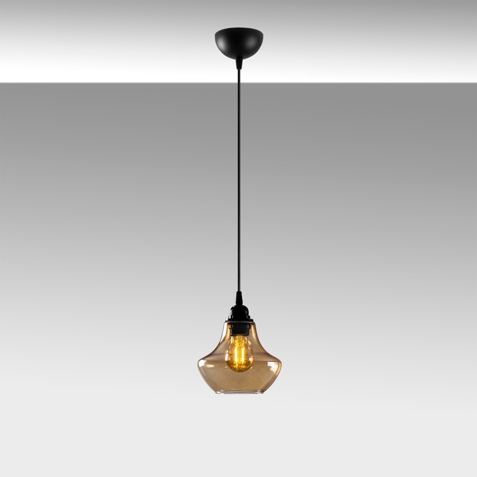 Candeeiro de Teto – Altura Ajustável 111 cm – Dourado e Preto – Metal