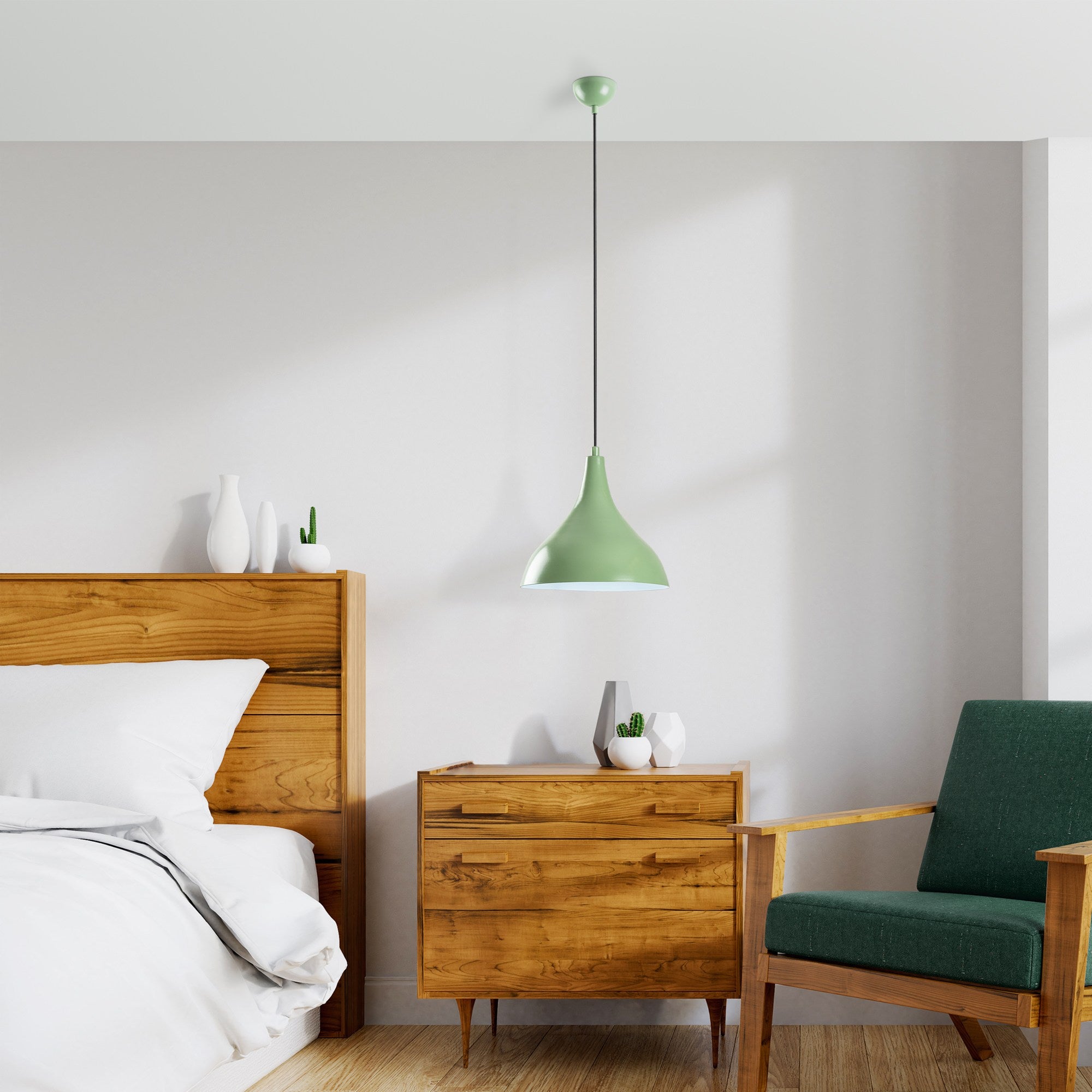 Candeeiro de Teto – altura ajustável de 33 a 122 cm – cor menta – corpo de metal