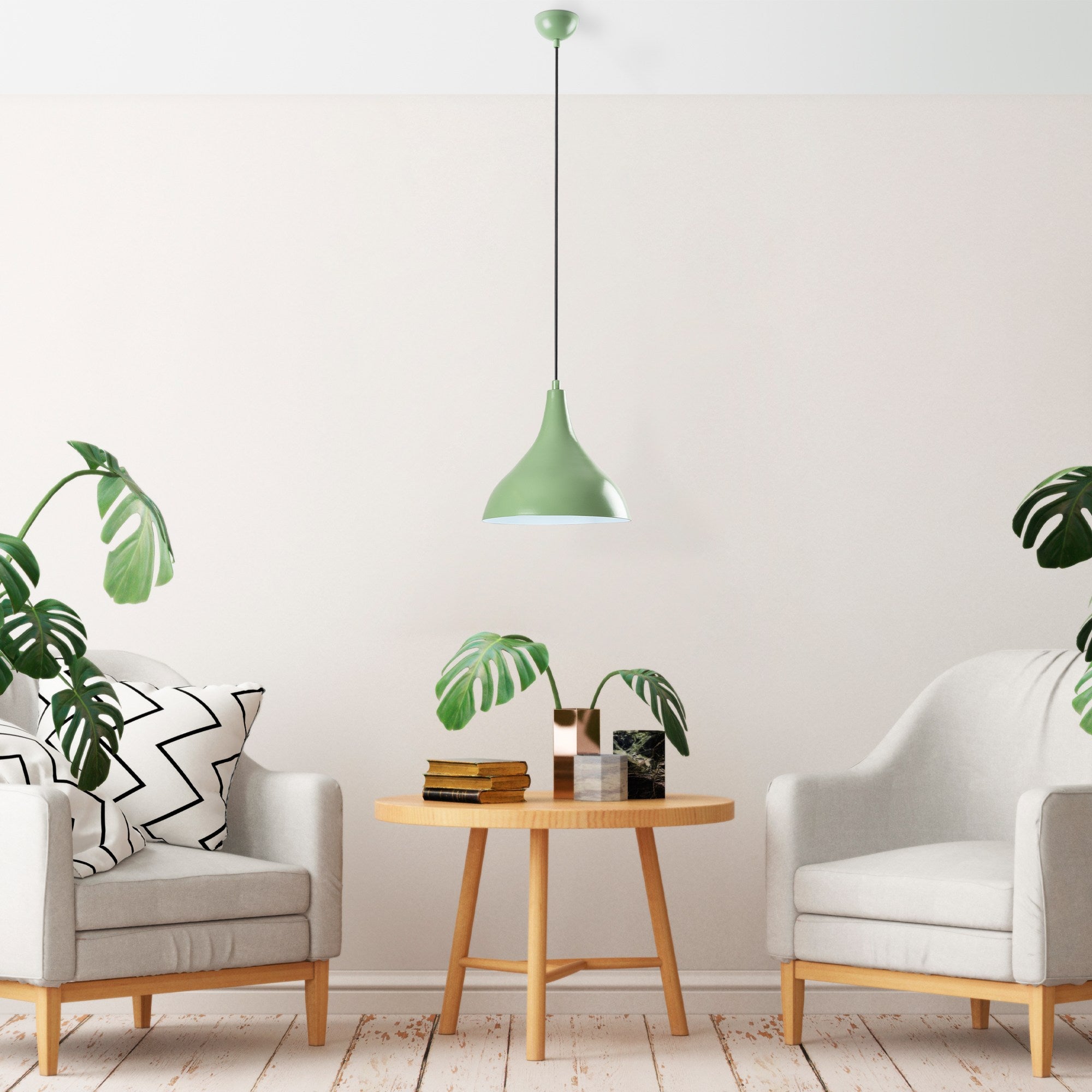 Candeeiro de Teto – altura ajustável de 33 a 122 cm – cor menta – corpo de metal